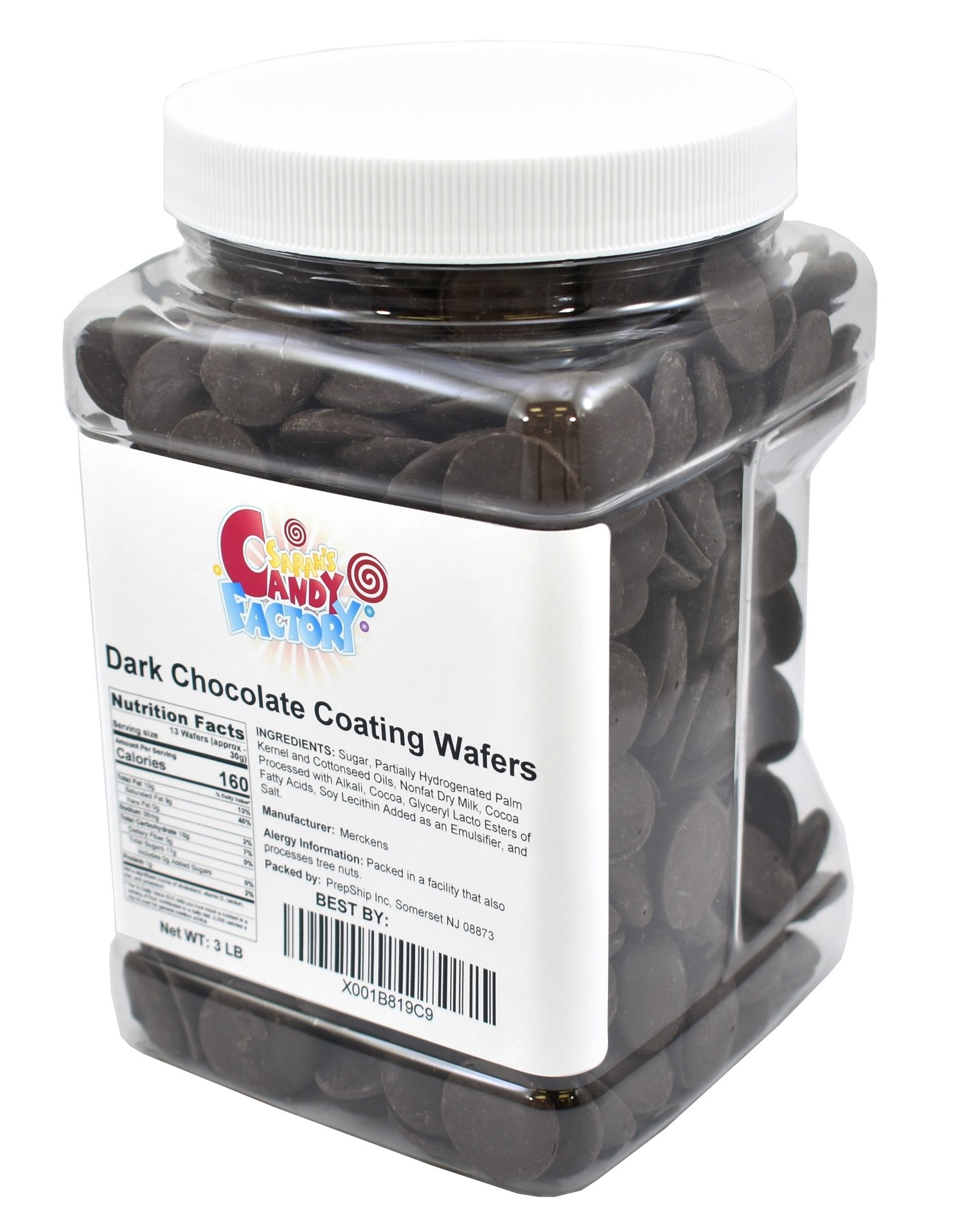 Dark Chocolate Melting Wafers - Kosher Gluten-Free 3lb Jar for Baking & Decorating