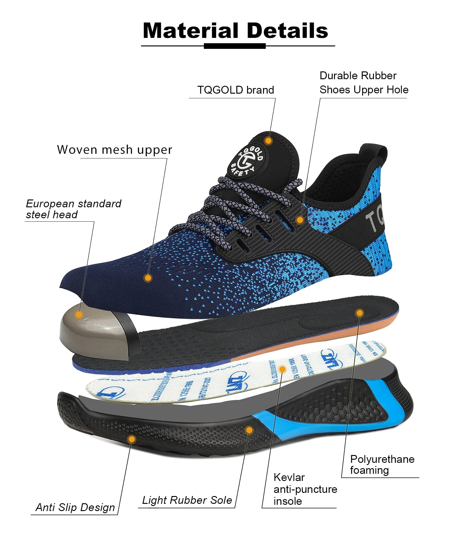 Men's Steel Toe Work Shoes - AONEGOLD Lightweight Breathable Safety Sneakers for Industrial Construction | Puncture Proof & Comfortable | Perfect for Warehouse, Factory & Outdoor Labor