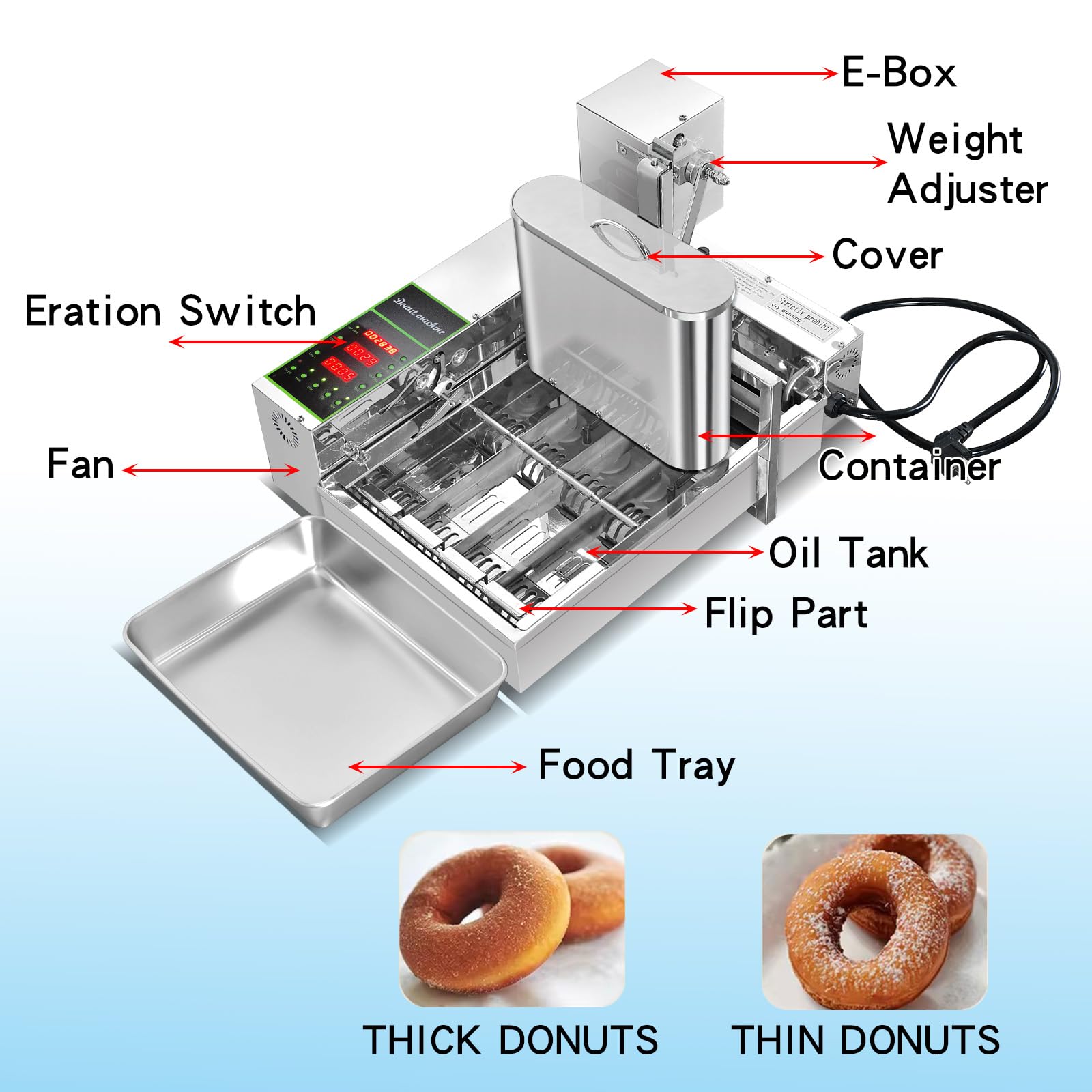 Commercial 4-Row Mini Donut Maker Machine - Electric Donut Fryer for Homemade Doughnuts, Donut Holes & Pastries - Perfect for Bakeries, Cafes, Catering & Home Use