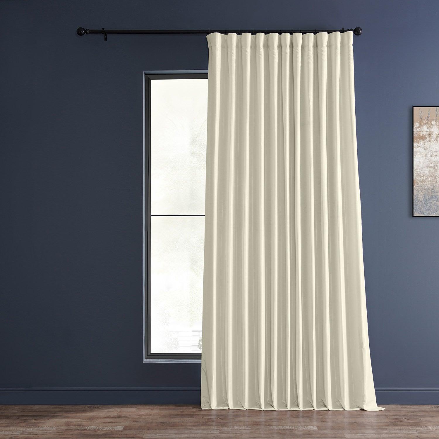 Off White Extra Wide Vintage Textured Faux Dupioni Silk Blackout Curtains - Thermal Insulated Window Drapes for Living Room & Bedroom