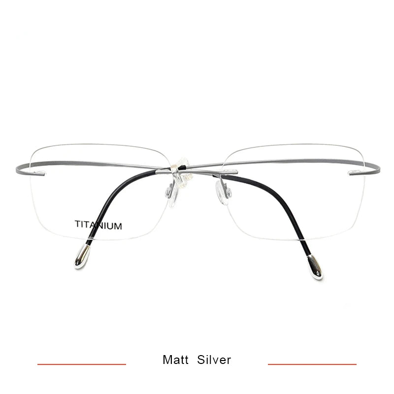 Brightzone Unisex Rimless Square Screwless Titanium Eyeglasses 71616 - Lightweight & Durable Frame for Men & Women - Perfect for Reading, Work & Everyday Use