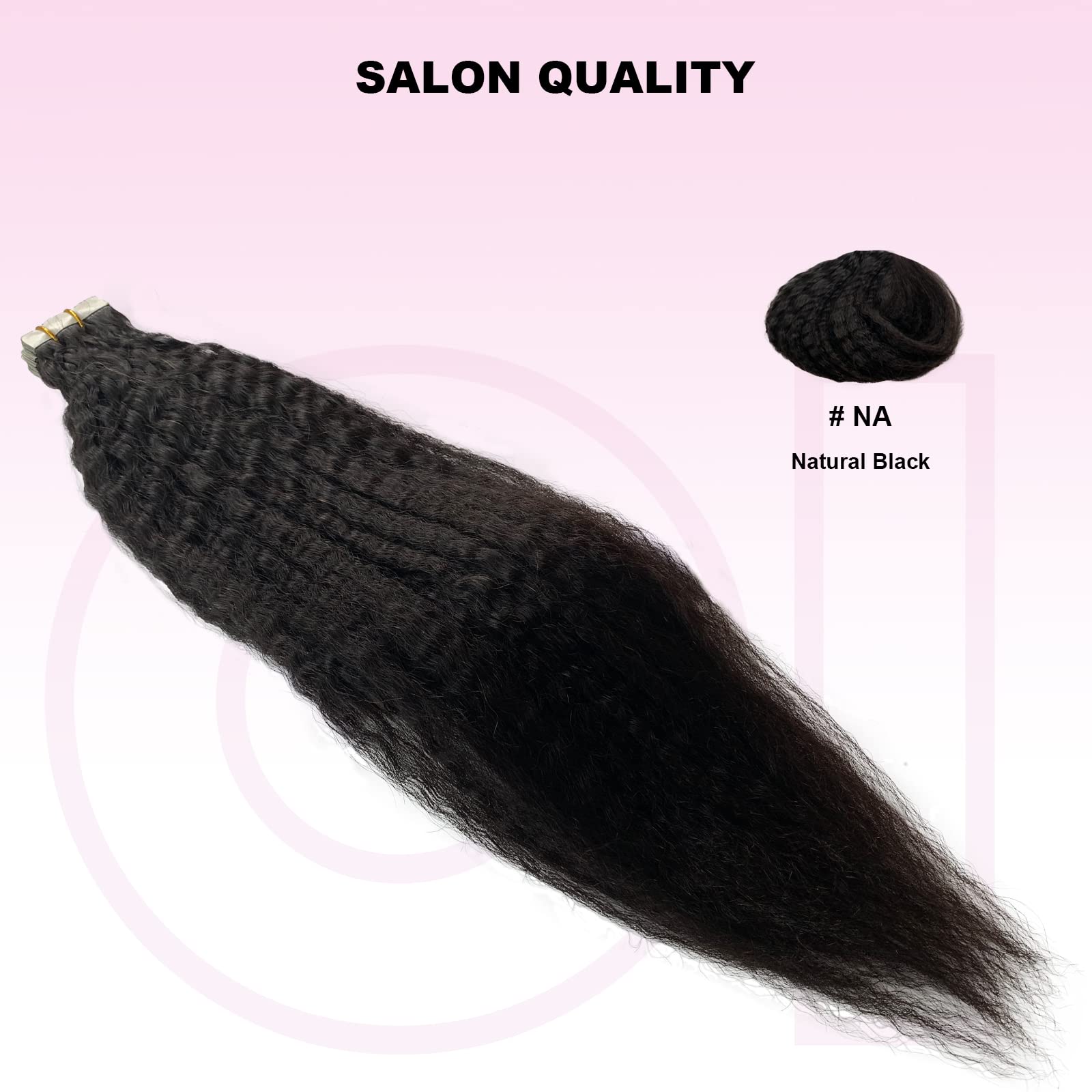 Natural Black Tape in Hair Extensions 24 Inch - 20 Pieces 50g Brazilian Kinky Straight Human Hair for Black Women | Soft & Shiny | Perfect for Daily Styling, Special Occasions & Protective Hairstyles