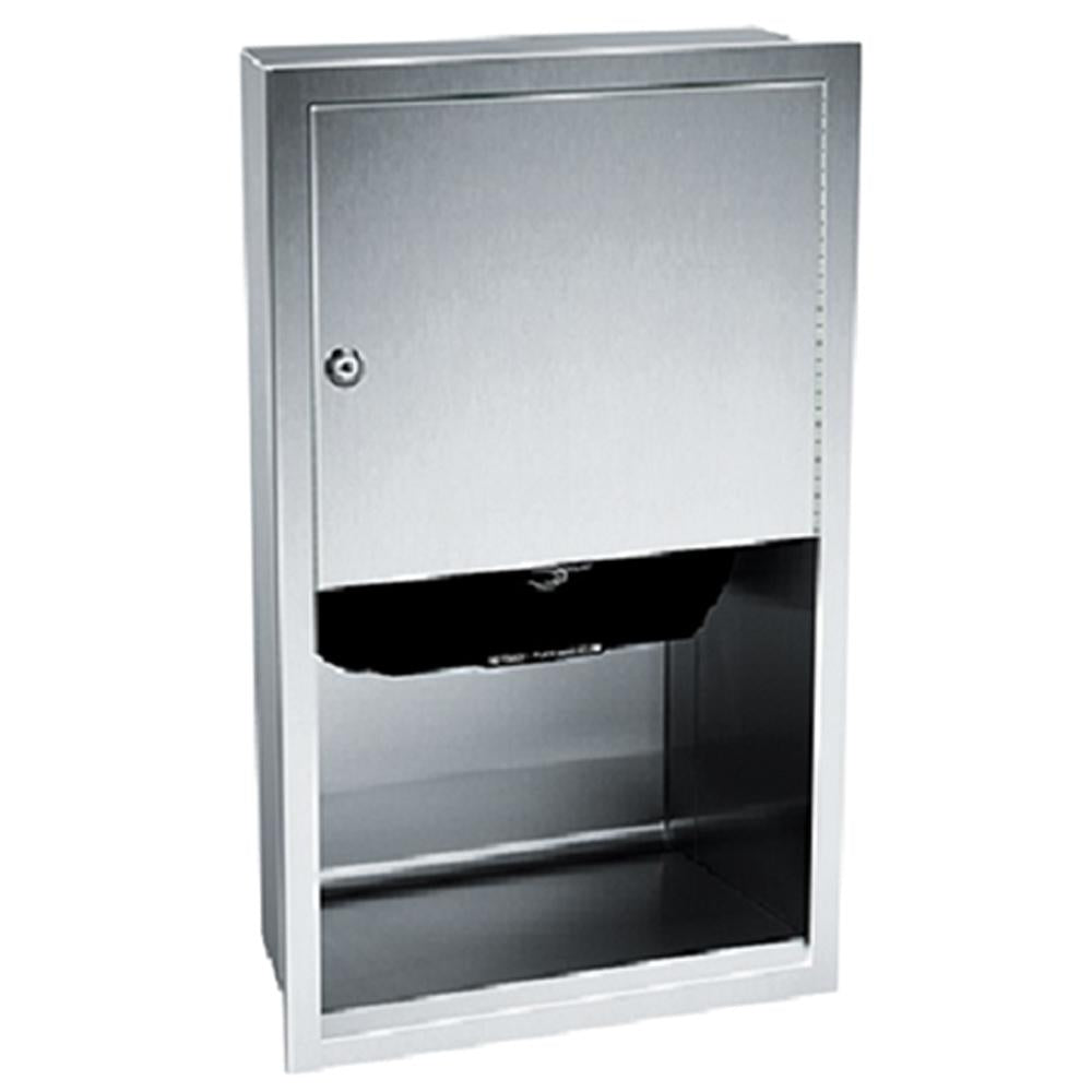 ASI 045210A Traditional Automatic Roll Paper Towel Dispenser - Recessed Satin Finish for Restaurants, Offices & Public Restrooms