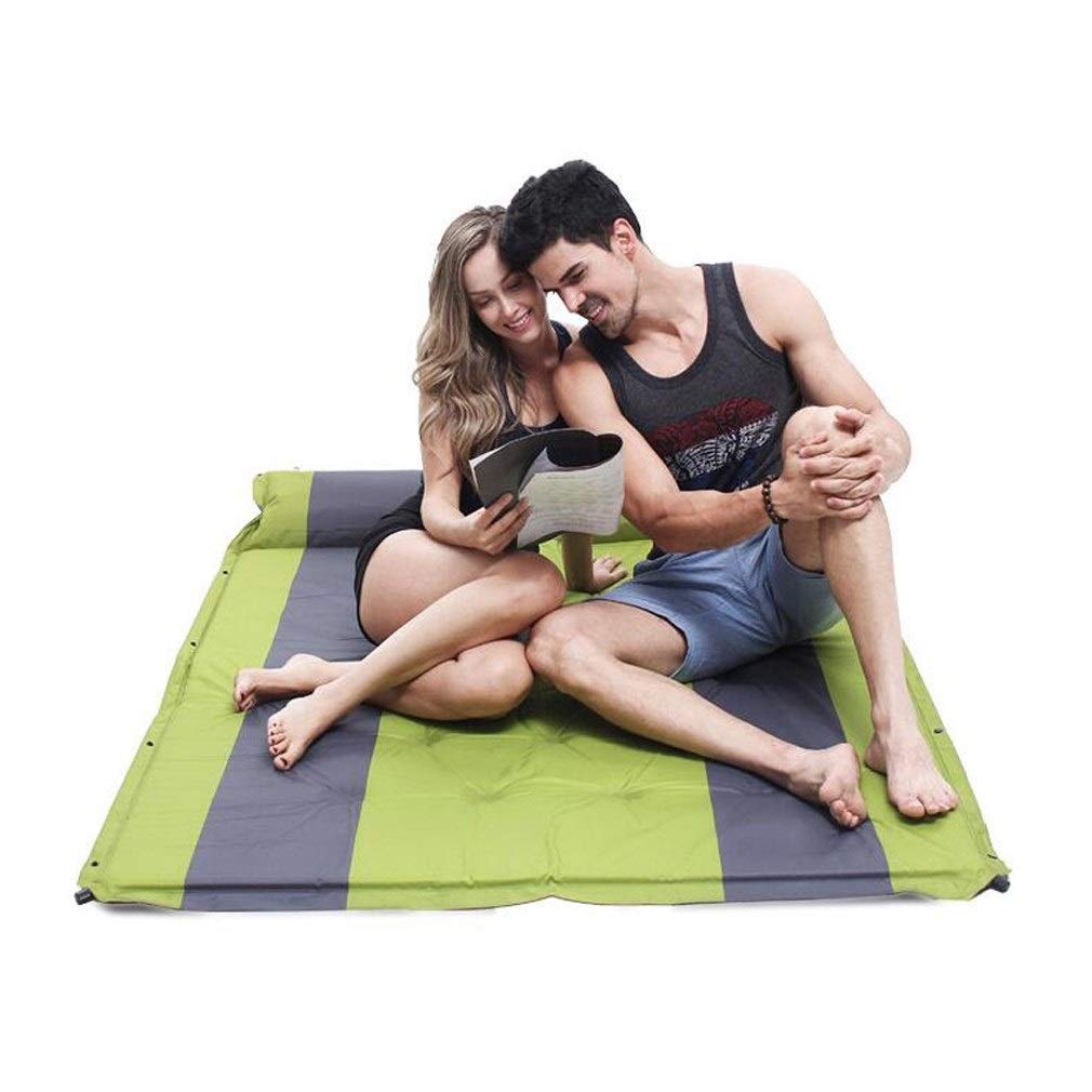 2 Person Self-Inflating Camping Sleeping Pad - Ultralight Compact Air Mattress with Pillow for Backpacking, Hiking & Outdoor Adventures (Green) - Perfect for Couples Camping, Backcountry Trips & Tent Comfort