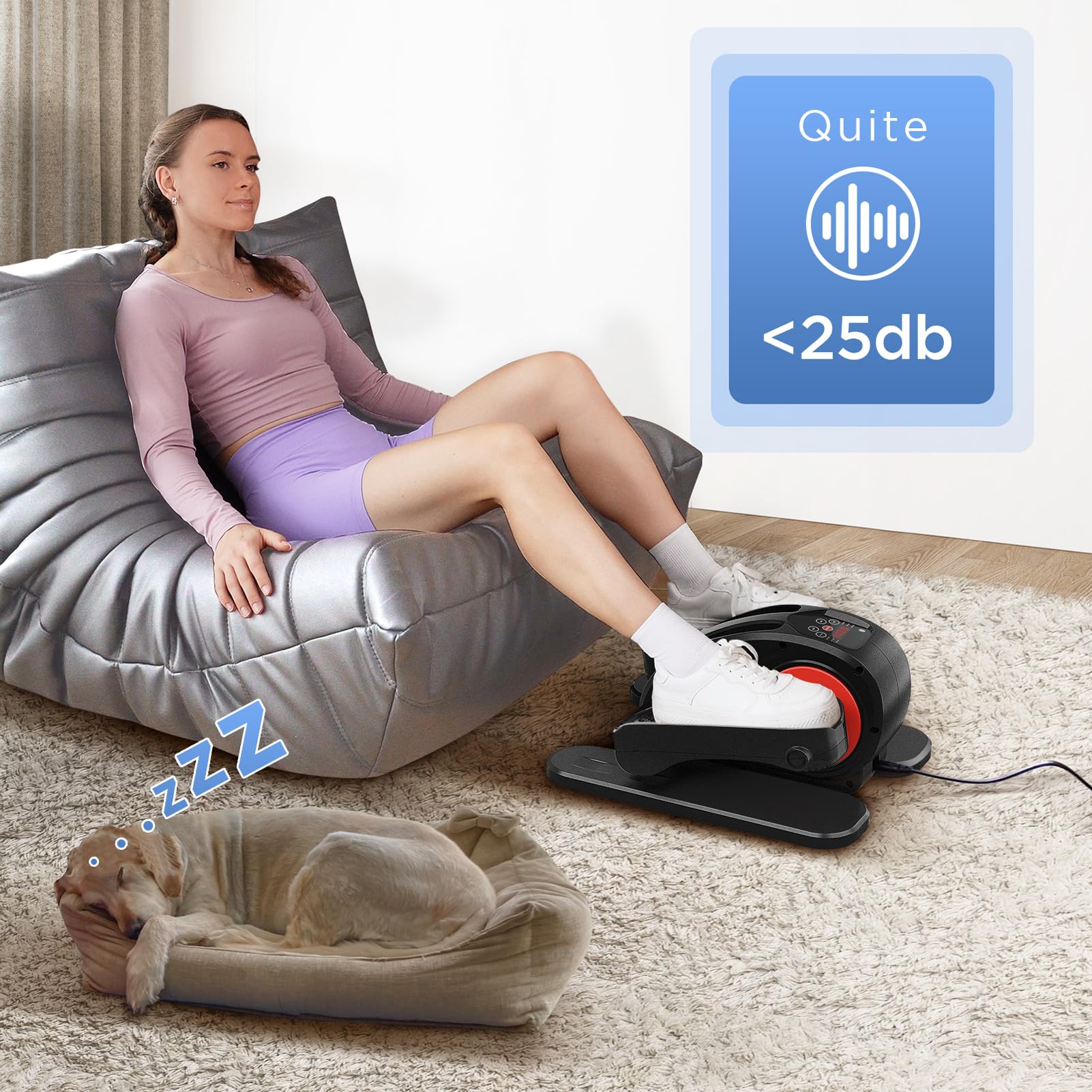 Under Desk Elliptical Machine - Quiet Electric Mini Stepper with Remote Control, Fully Assembled Portable Leg Exerciser for Home & Office Use | Compact Seated Pedal for Seniors, Perfect for Workouts While Working or Watching TV