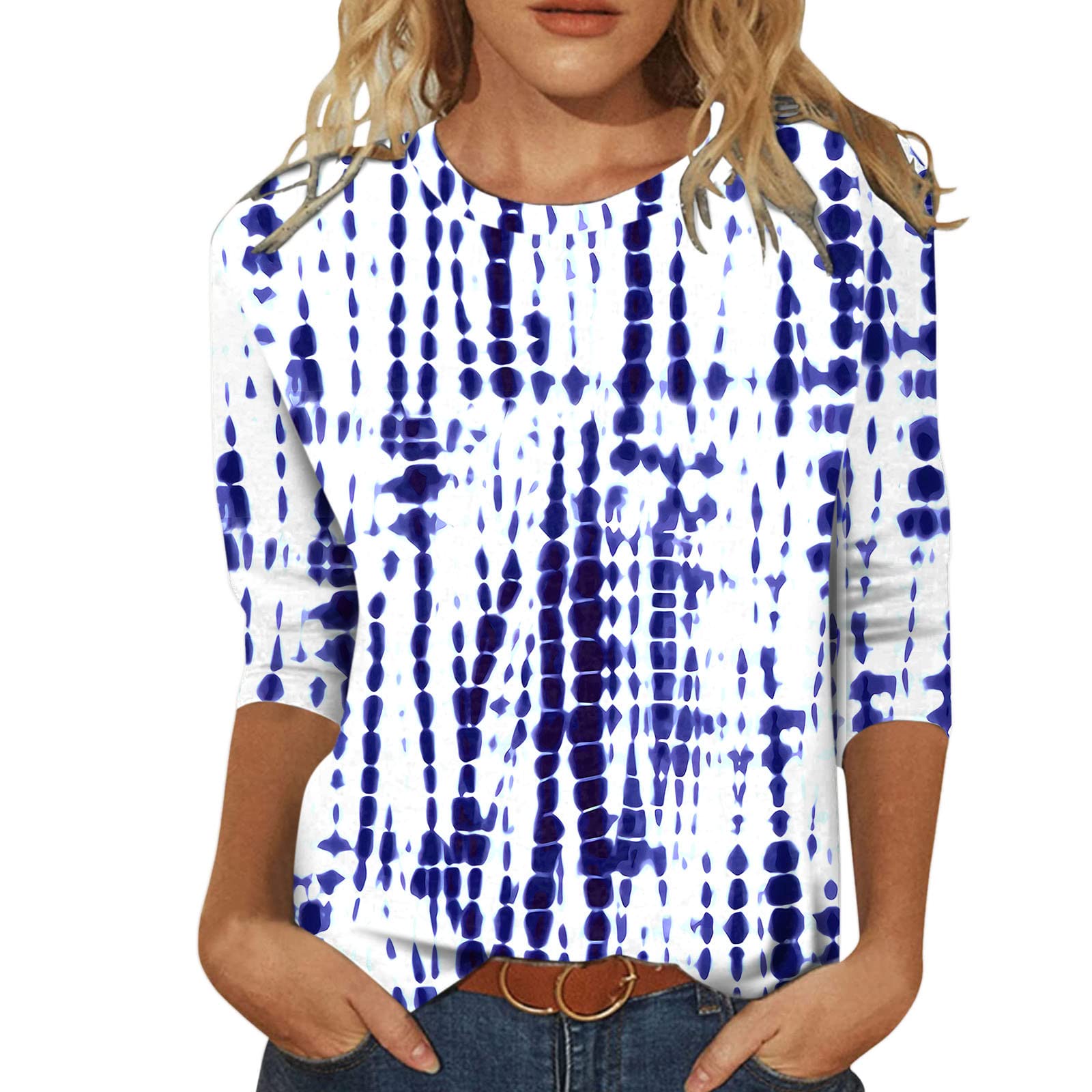Women's Spring 3/4 Sleeve Pullover Soft Trendy Casual T-Shirt - Loose Comfortable Summer Top for Everyday Wear, Outings & Beach Days