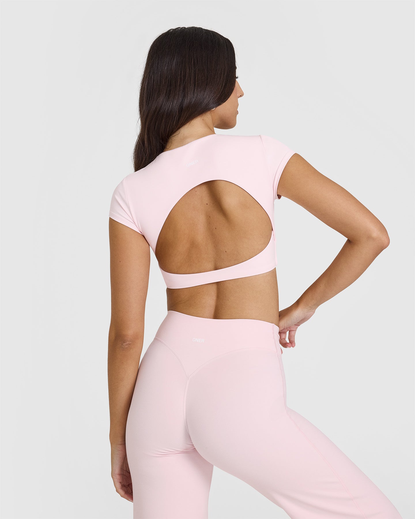 SoftMotion™ Short Sleeve Crop Top - Women's Stretchy Comfort Fit Ballet Pink Shirt for Yoga, Workout & Casual Wear