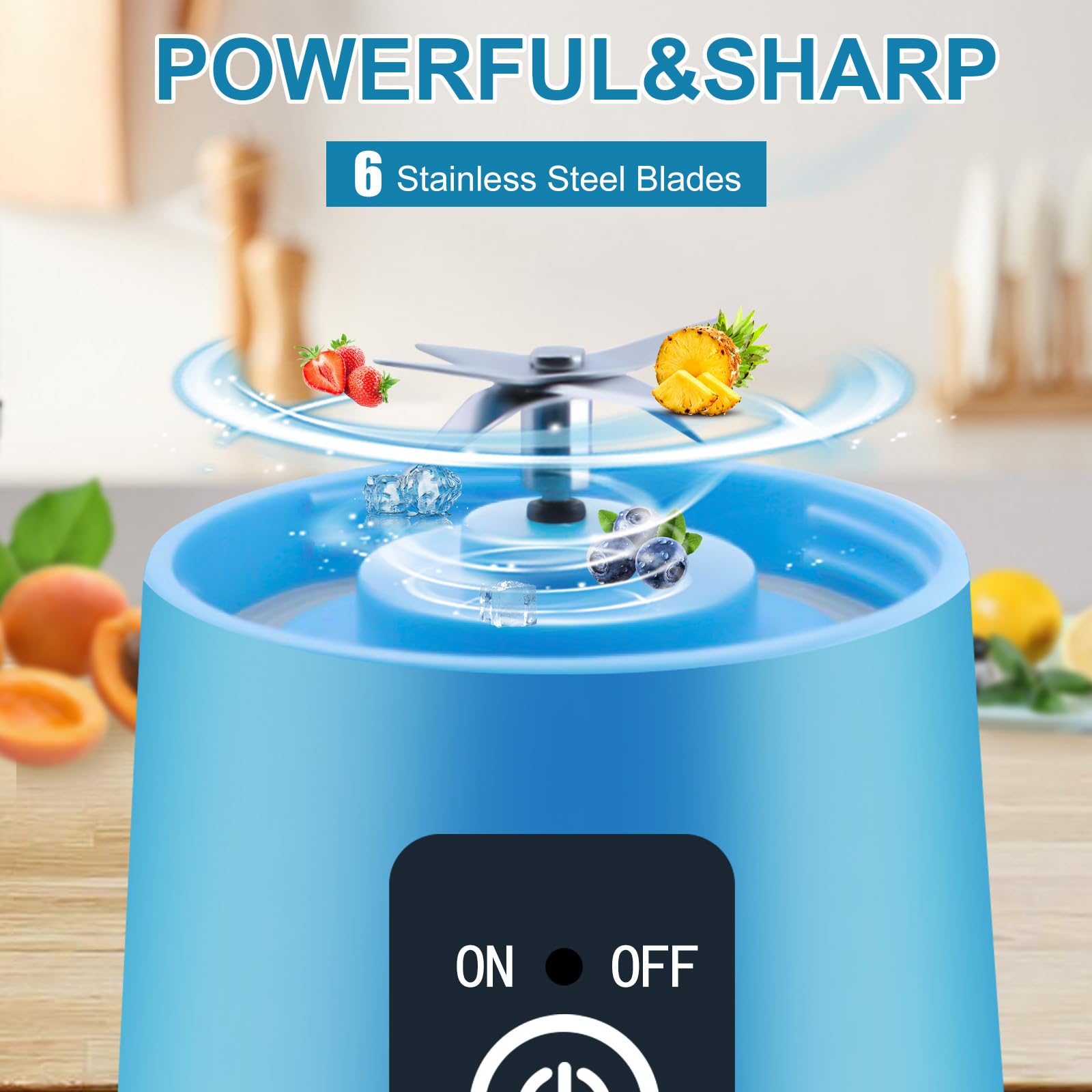 Portable USB Rechargeable Personal Blender for Smoothies, Shakes & Juices - 380ML Mini Blender for Fruits, Vegetables & Protein Drinks - Perfect for Home, Office, Gym & Travel Use