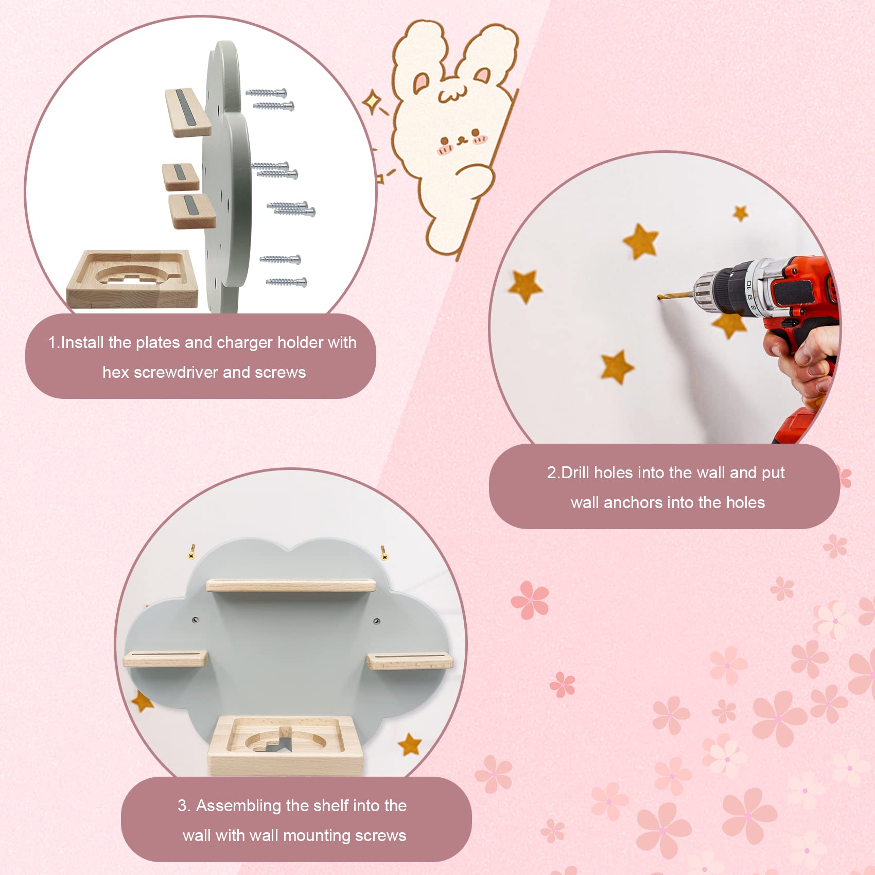 Magnetic Wooden Floating Wall Shelf for Toniebox - Charging Station & Storage Rack Holds 12-18 Tonie Figures - Compatible with Toniebox MP3 Audio Player & Characters - Perfect for Kids Playroom, Bedroom or Nursery Organization