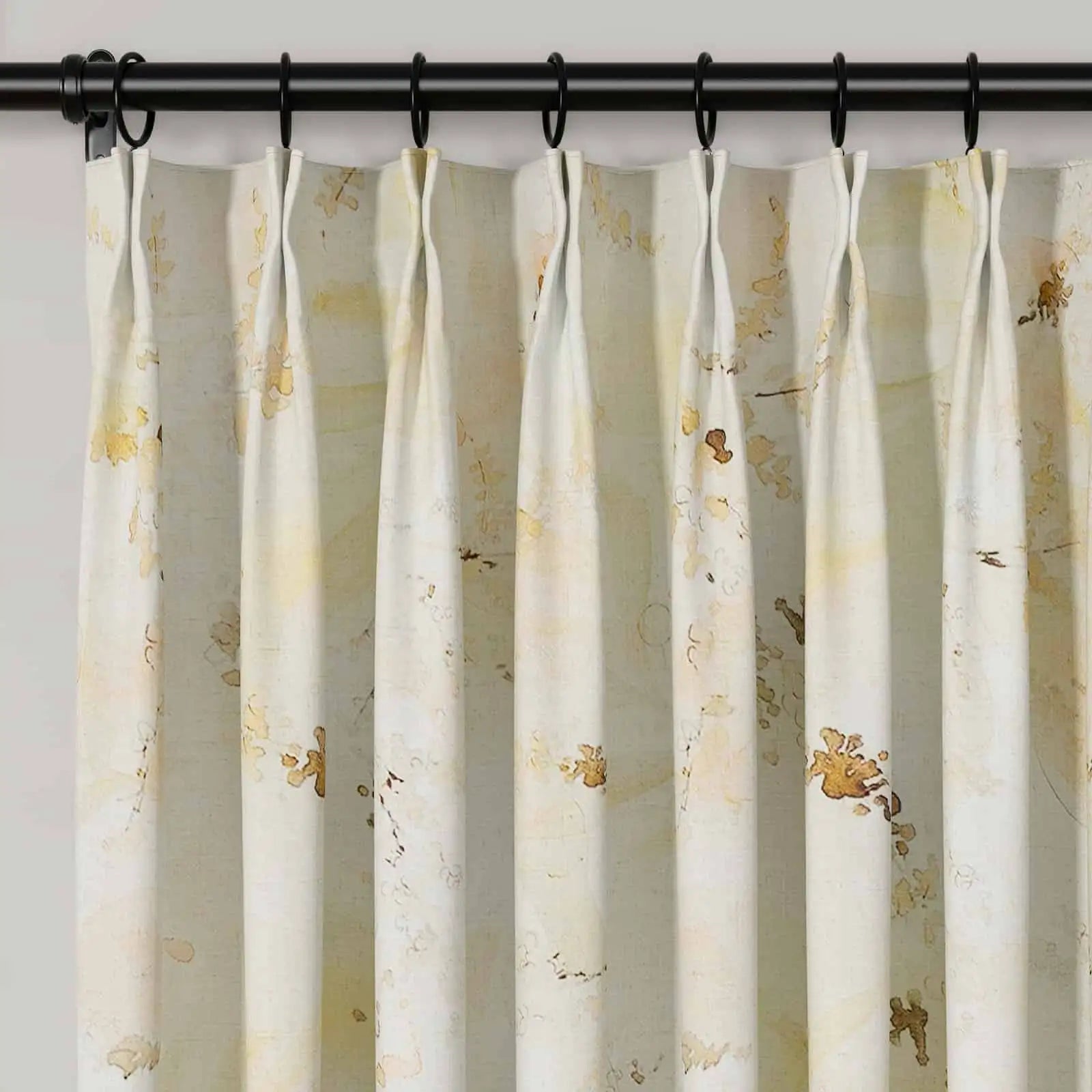 Bohemian Botanical Pleated Drapery Curtains - 52 Inch Width - Elegant Boho Home Decor for Living Room & Bedroom