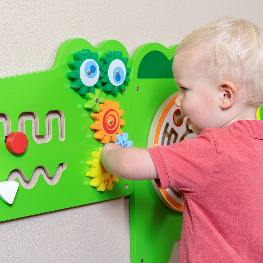 Montessori Crocodile Activity Wall Panel - Sensory Play Toy for Toddlers & Kids - Educational Climbing Toy for Indoor & Outdoor Use - Perfect for Playrooms, Daycares, and Backyards