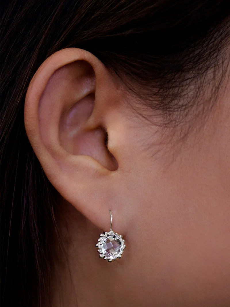 Blue Topaz & Silver Snowflake Earrings - Elegant Dew Drop Design for Women | Perfect for Christmas, Winter Parties & Holiday Gifts