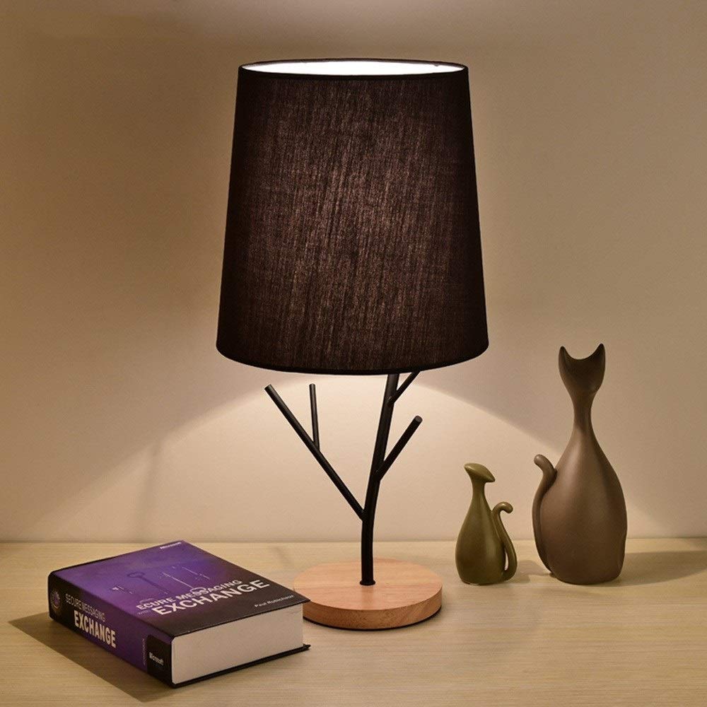 Modern Solid Wood Table Lamp - Warm White LED Bedside Light for Bedroom, Dorm, Study & Living Room - Simple Nordic Style Desk Lamp with E27 Socket - Perfect for Reading, Working & Home Decor