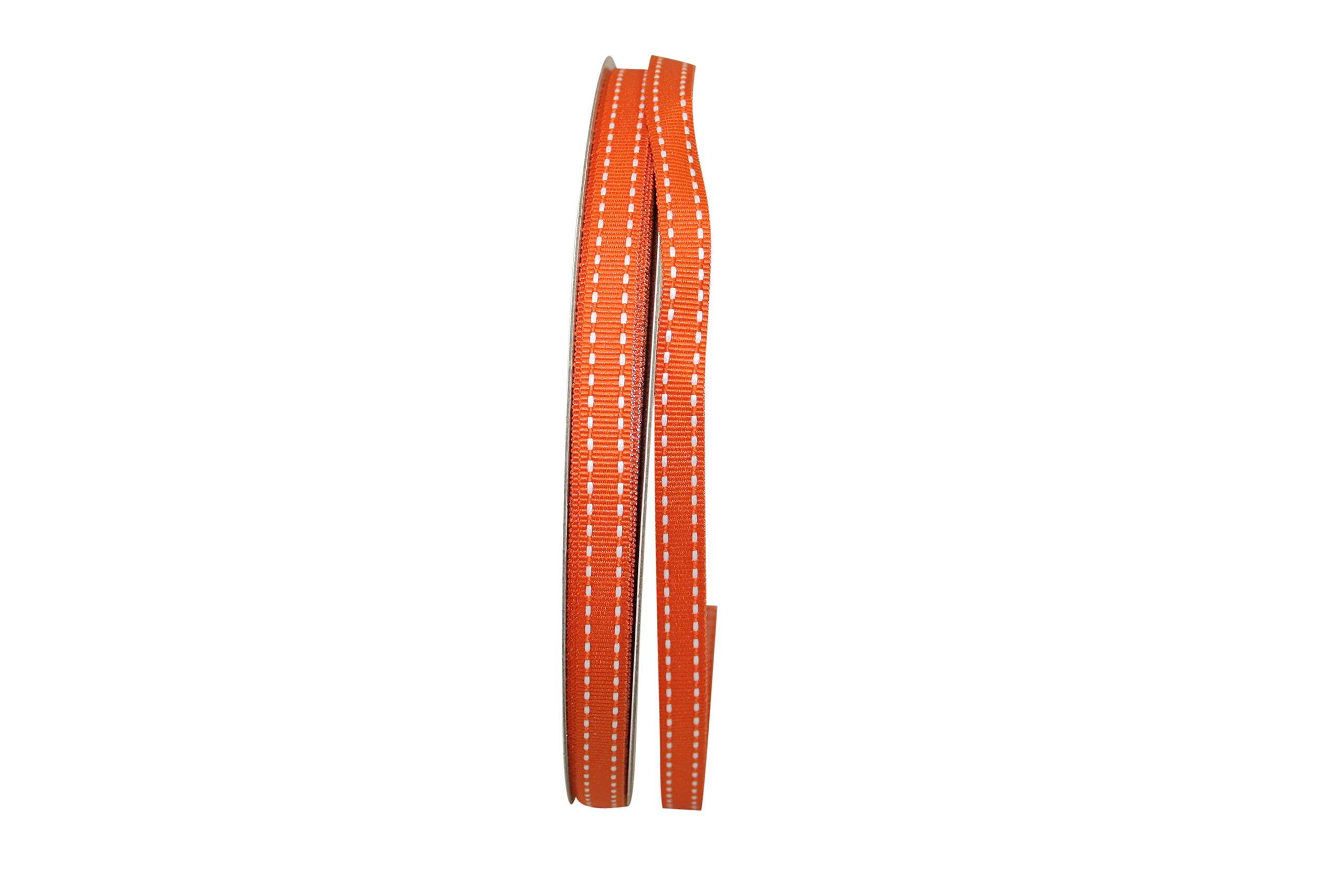 Reliant 3/8 Inch x 50 Yards Grosgrain Saddle Stitch Ribbon - Orange - Perfect for Gift Wrapping, Crafts, and DIY Projects