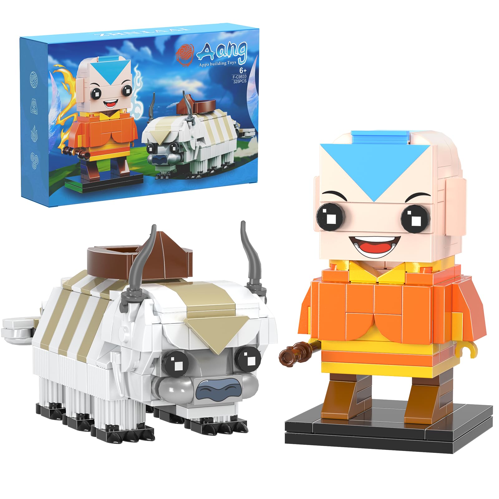 **Aang and Appa Building Block Kit - 325PCS Airbender Figures Model Creative Toy Set for Kids, Inspired by Popular Anime Avatar: The Last Airbender - Perfect Gift for Boys & Girls Ages 6+ (Birthday, Christmas, Playtime & Collectible Display)**