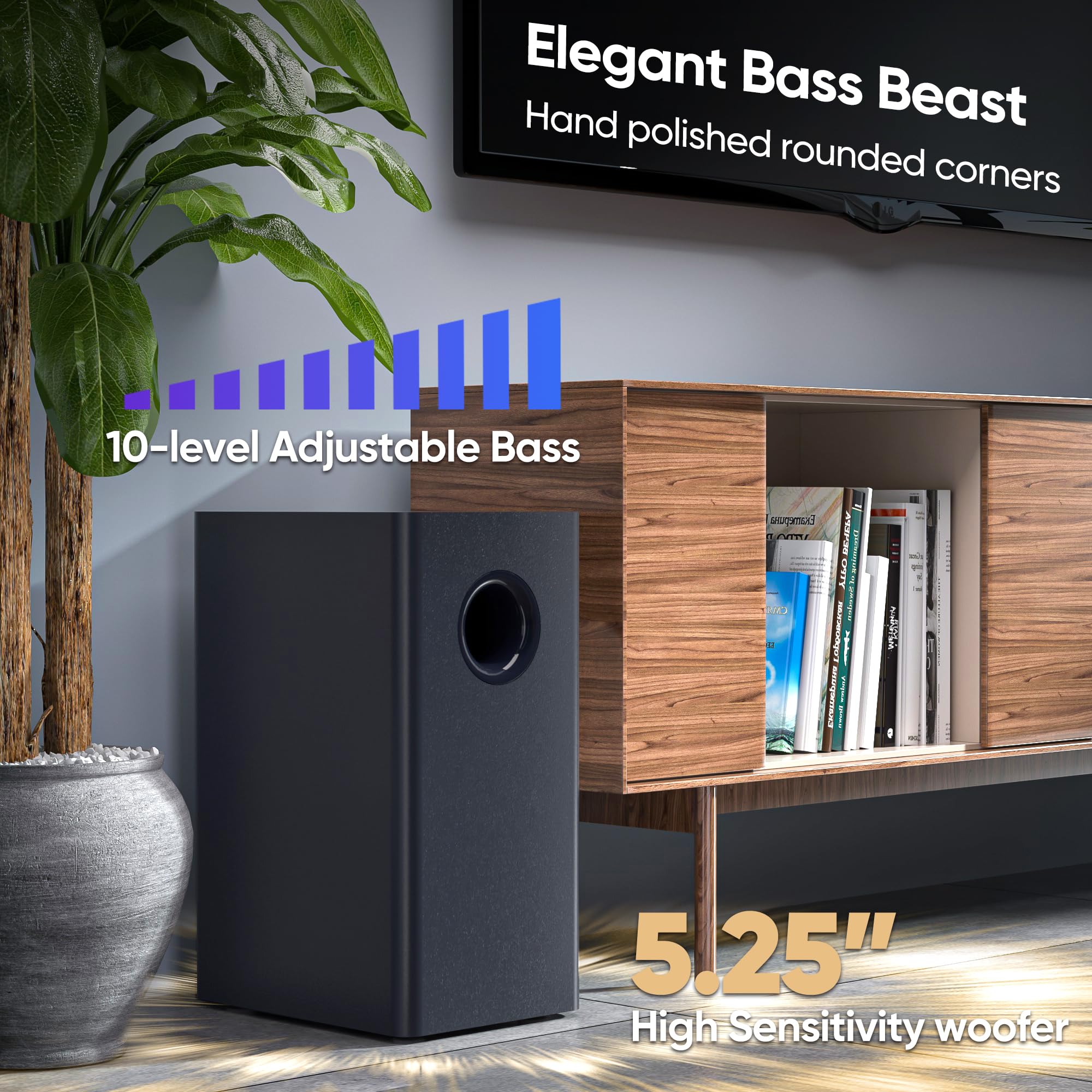 Saiyin 100W Sound Bar with Subwoofer for Smart TV - Detachable Home Theater System with Horn Tweeter, Adjustable Bass, HDMI-ARC, Bluetooth, Optical & AUX - Perfect for Movie Nights & Gaming
