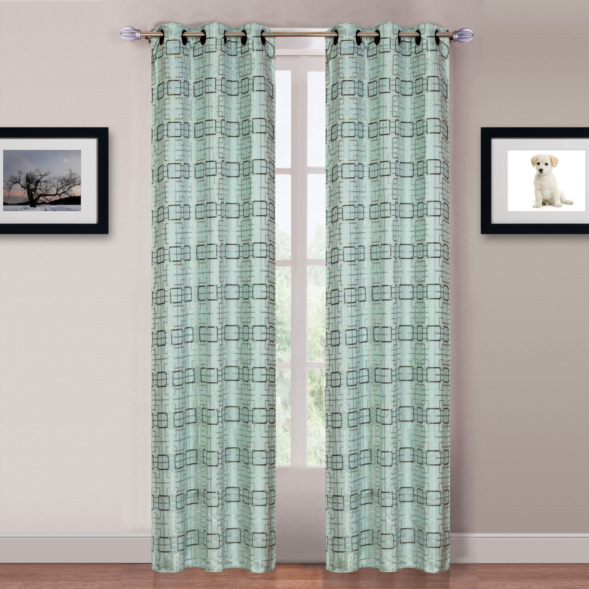 Lavish Home 2-Panel Katrina Grommet Curtains in Blue - Light Filtering Window Drapes for Living Room & Bedroom Decor