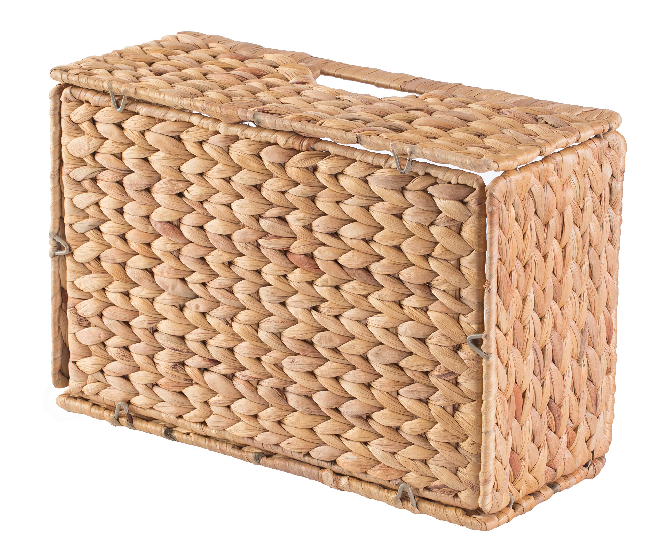 Foldable Natural Water Hyacinth Storage Bins - Set of 3 Small Woven Baskets for Home Organization | Perfect for Bedroom, Bathroom & Closet Storage