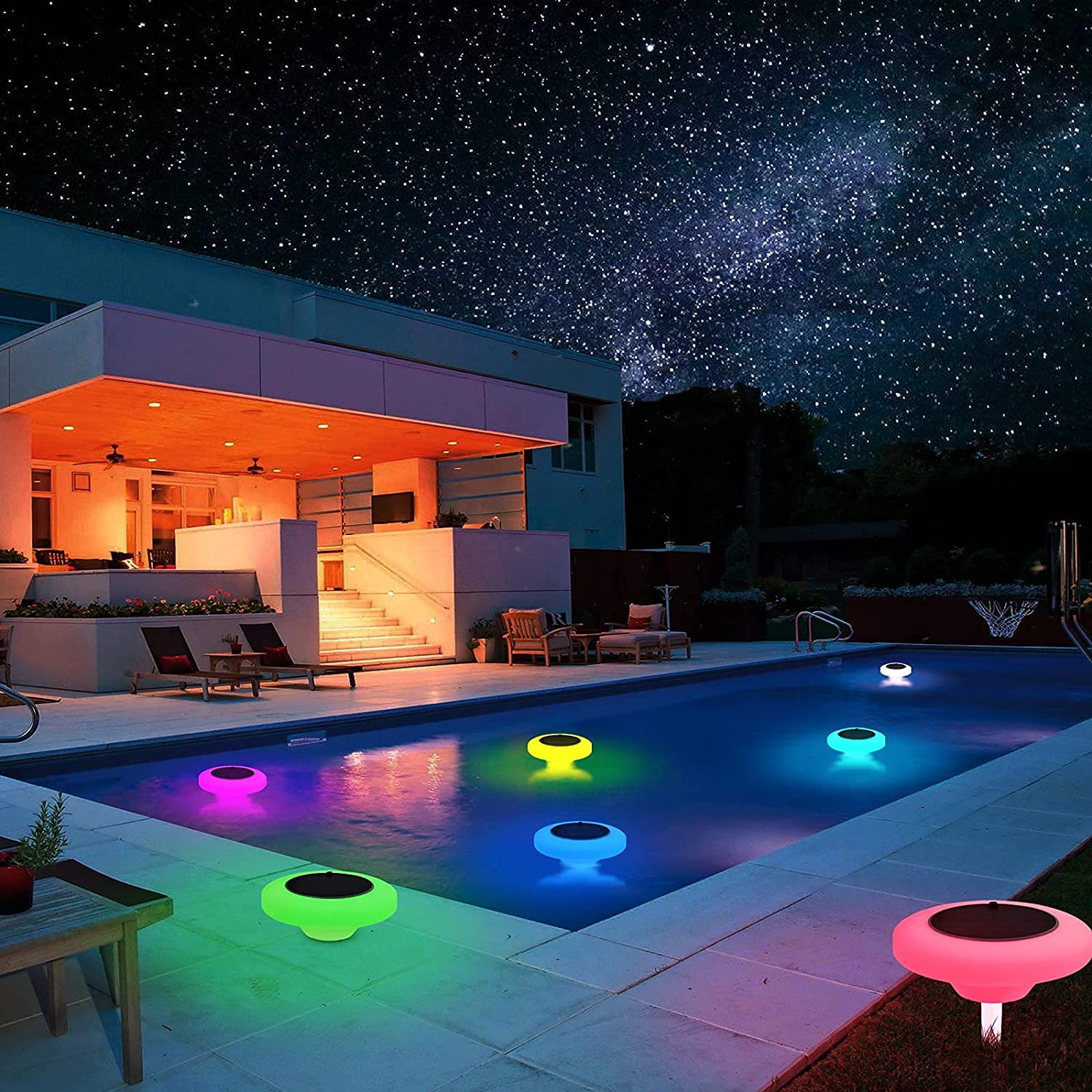 Solar Powered Floating Pool Lights with Remote Control - 7 Color RGB LED Outdoor Lights for Pools, Gardens & Patios (3 Pack) - Perfect for Pool Parties, Backyard Decor & Nighttime Ambiance