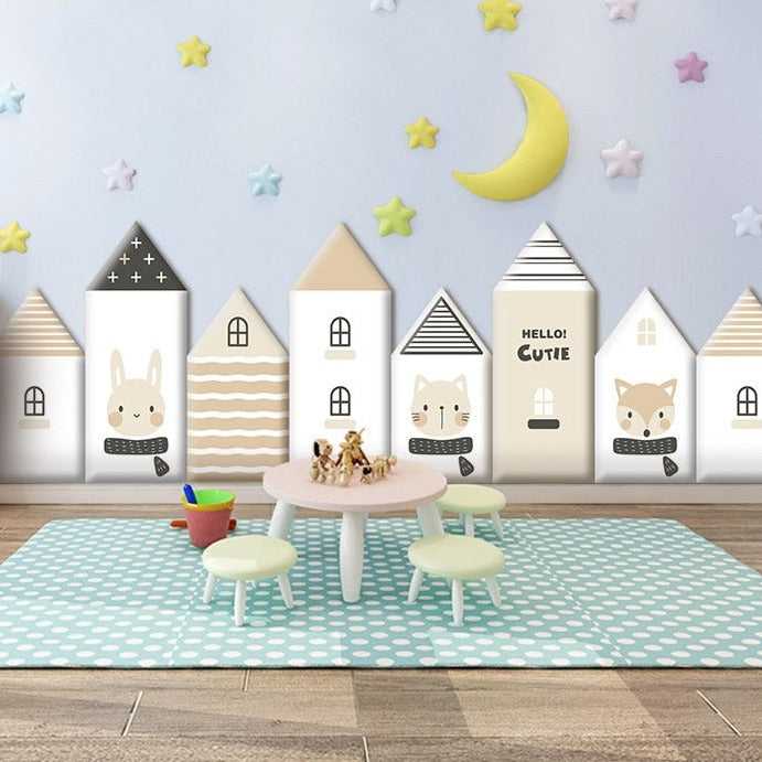 Whimsical Hobbit House Kids Wall Padded Safety Cushions - Soft Corner Protectors for Baby Proofing & Nursery Decor - Perfect for Playrooms, Bedrooms, and Daycare Centers