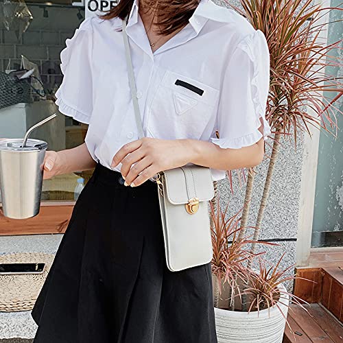 Leather Crossbody Phone Purse for iPhone 13 - Touch Screen Mini Shoulder Bag with Card Slots & Adjustable Strap | Women's Wallet Phone Pouch in Gray | Perfect for Shopping, Travel & Everyday Use