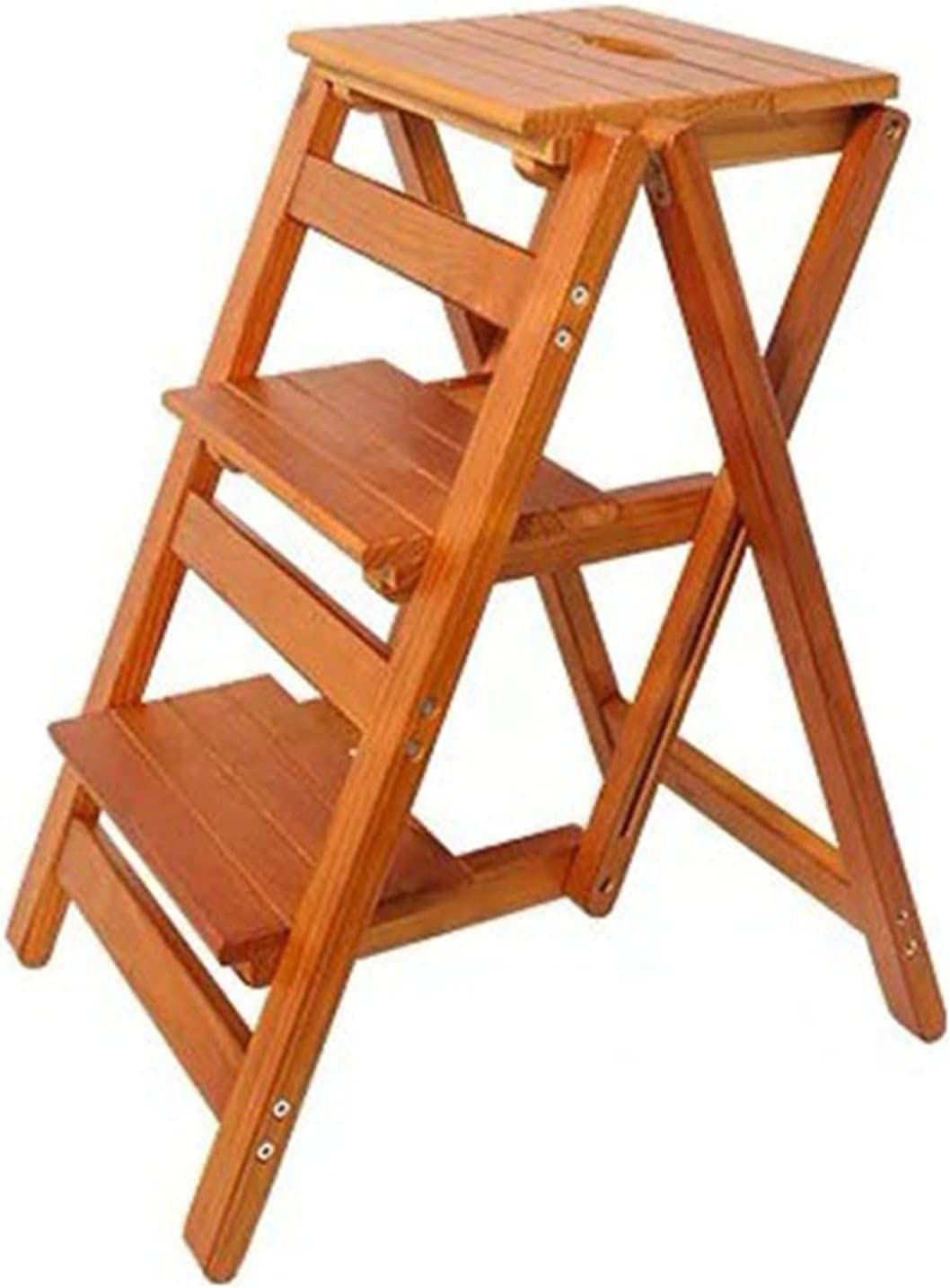 Foldable Wooden Step Stool - Portable Multifunctional Ladder Stool/Step Chair for Home, Library - 2/3 Steps - Perfect for Reaching High Shelves & Storage Spaces