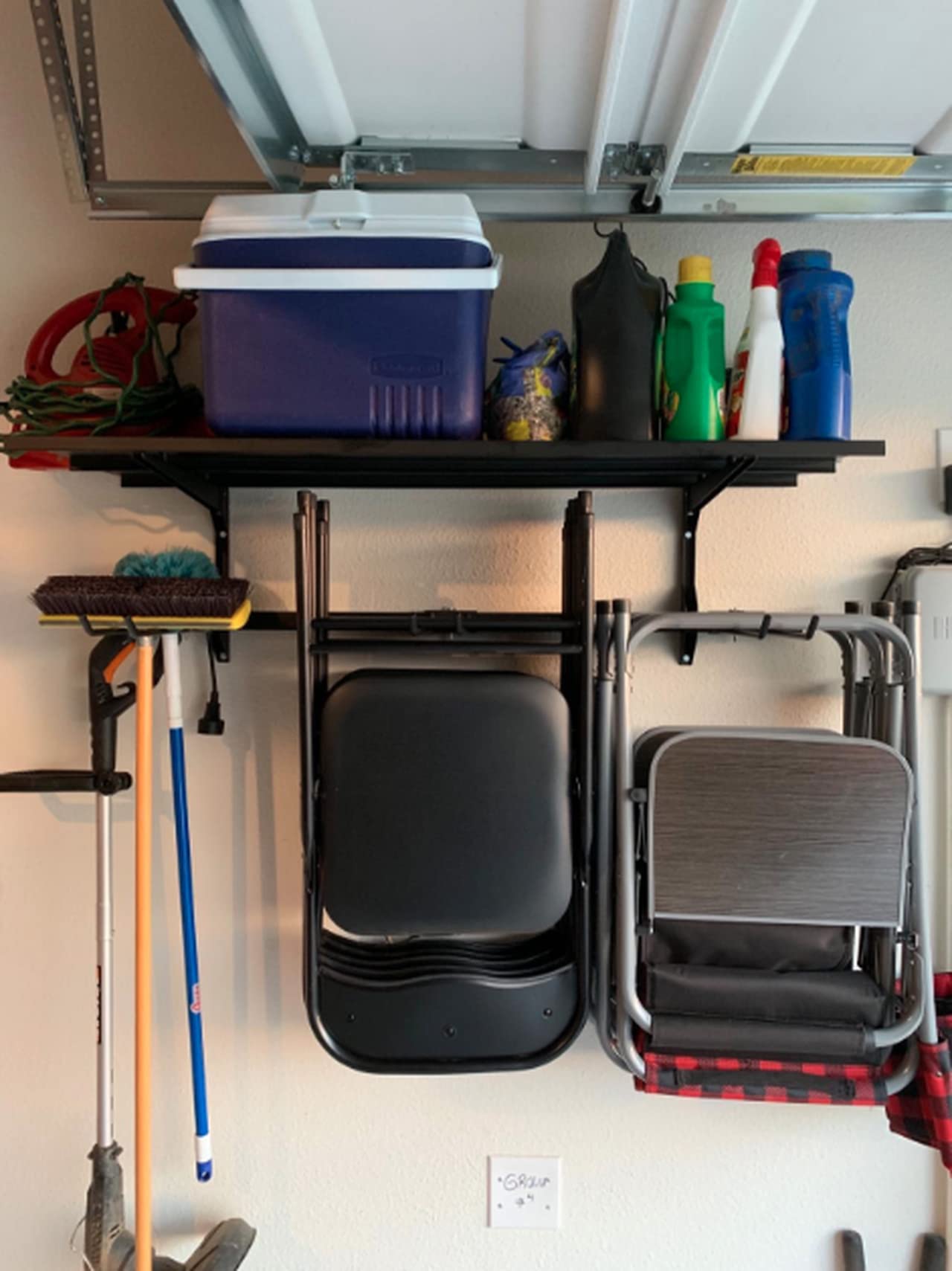 StoreYourBoard Chair Storage Rack & Wall Mount - Heavy Duty 300 lbs Capacity Folding Shelf for Beach Chairs, Garage & Home Organization - Black Steel Space-Saving Hanger System (Perfect for Small Spaces & Seasonal Storage)