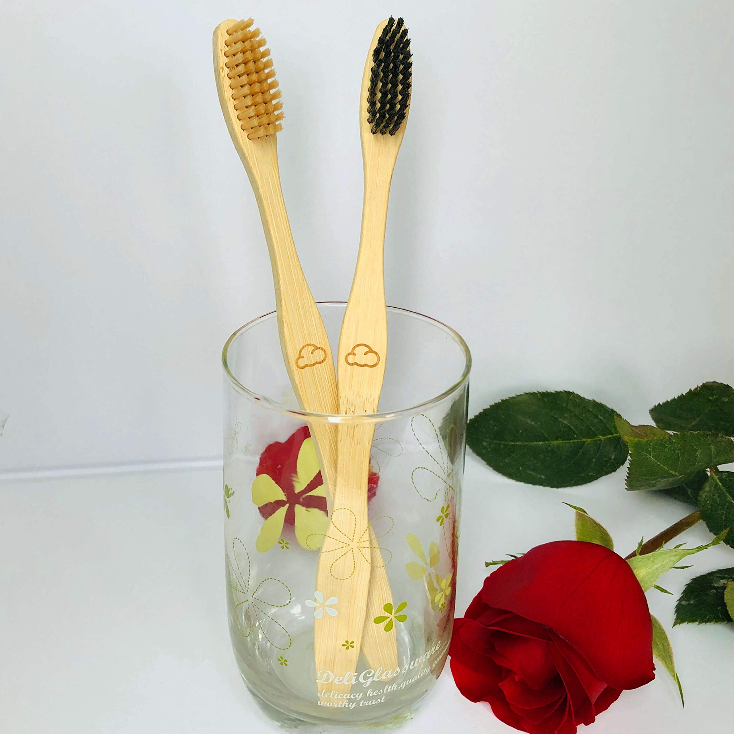 Eco-Friendly Bamboo Toothbrush Set - 10 Pack Medium Bristle Biodegradable Wooden Toothbrushes | Sustainable Oral Care for Travel, Camping & Zero Waste Lifestyle