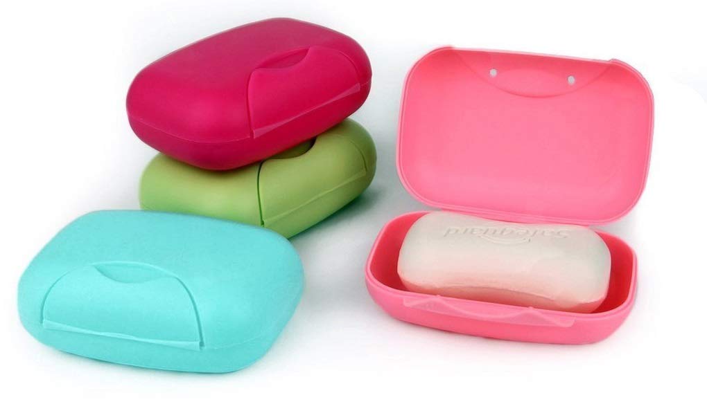 Inditradition Plastic Travel Soap Box Set of 2 - Leak Proof Soap Case Holder for Bathroom, Camping & Gym - Assorted Colors | Portable Soap Container for Shower, Travel Essentials & Toiletries