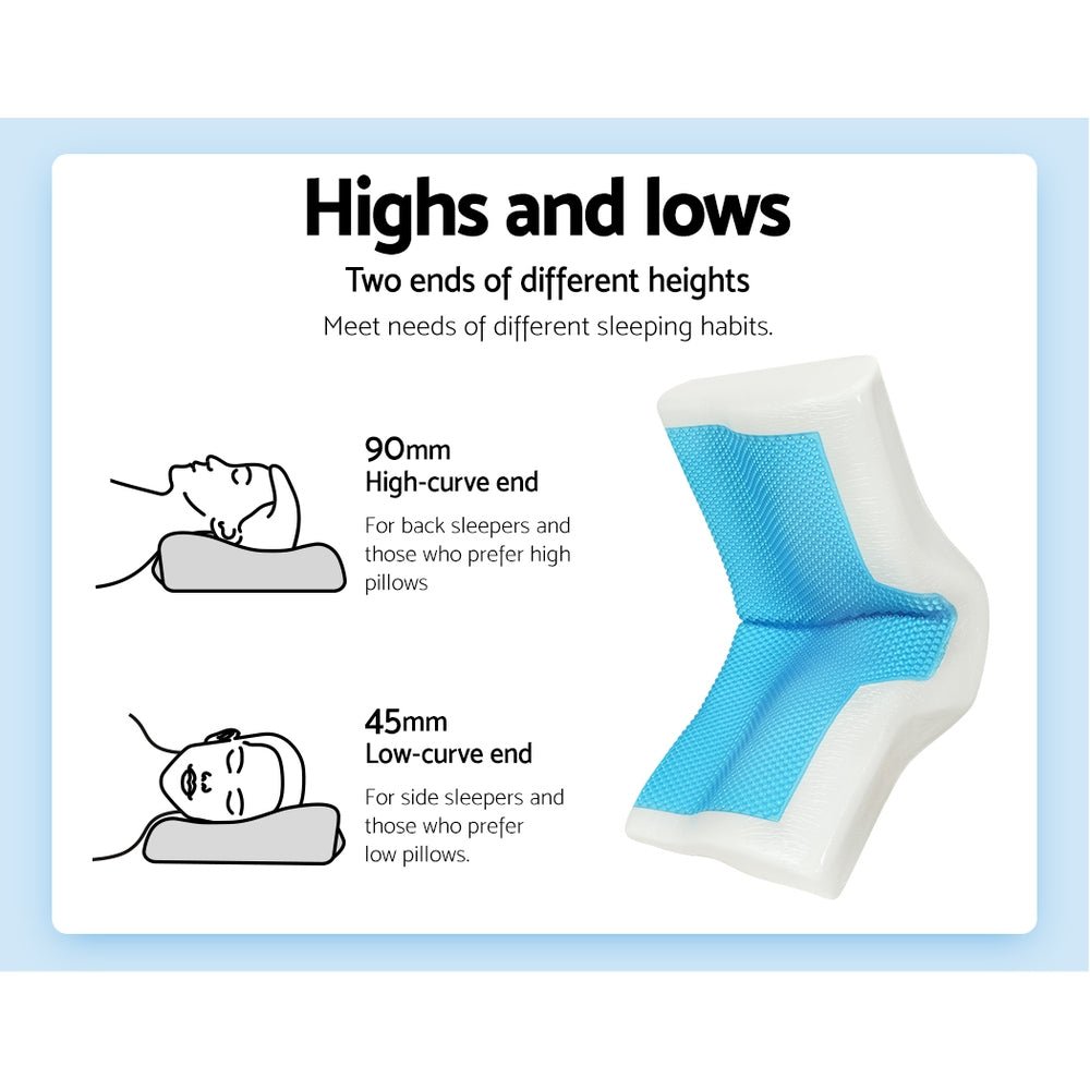 Giselle Memory Foam Pillow for Neck Pain Relief - Contour Orthopedic Pillow with Cooling Gel Technology | Perfect for Side, Back & Stomach Sleepers | Home, Office & Travel Use