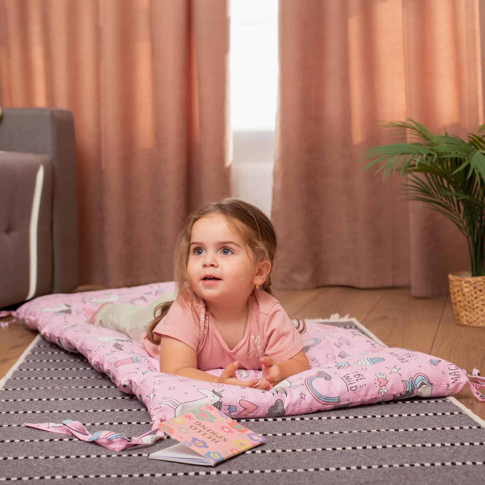 **Wooden Climbing Arch Cushion for Toddlers - Soft Play Floor Pillow, Handmade Kids Furniture (Pink Kingdom) - Perfect for Indoor Playrooms, Montessori Learning & Safe Toddler Activities**
