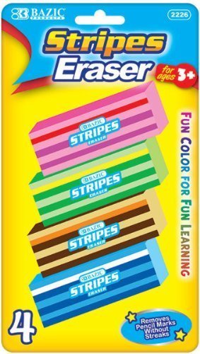 Bazic Fashion Eraser Set - 4 Pack (72 Pieces Total) for School, Office & Art Projects | Premium Quality Erasers for Pencils & Sketching | SKU# 759280MA