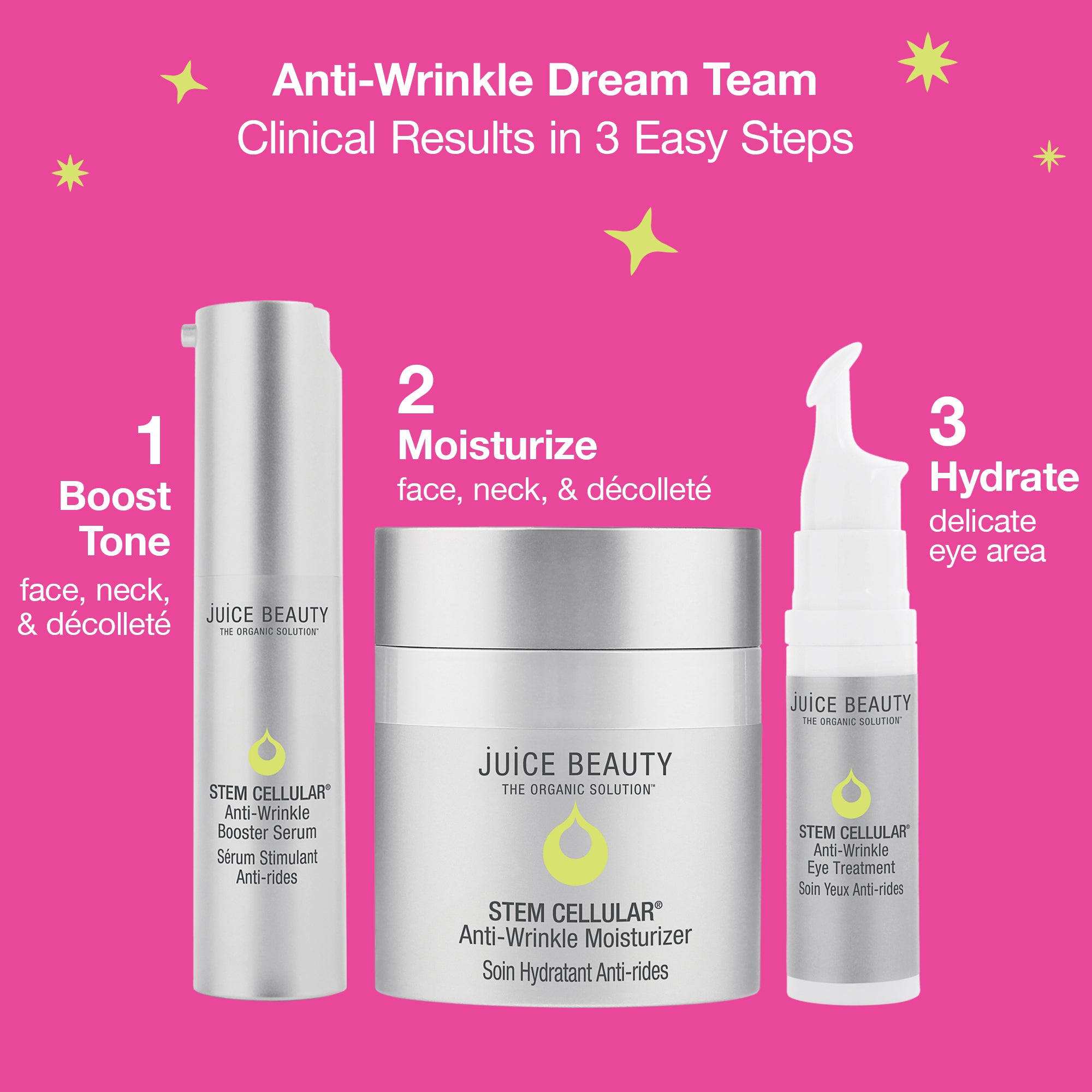Anti-Wrinkle Cream Trio Set - Powerful 3-Step Wrinkle Reduction Treatment for Day & Night Use | Perfect for Daily Skincare Routine & Anti-Aging Care