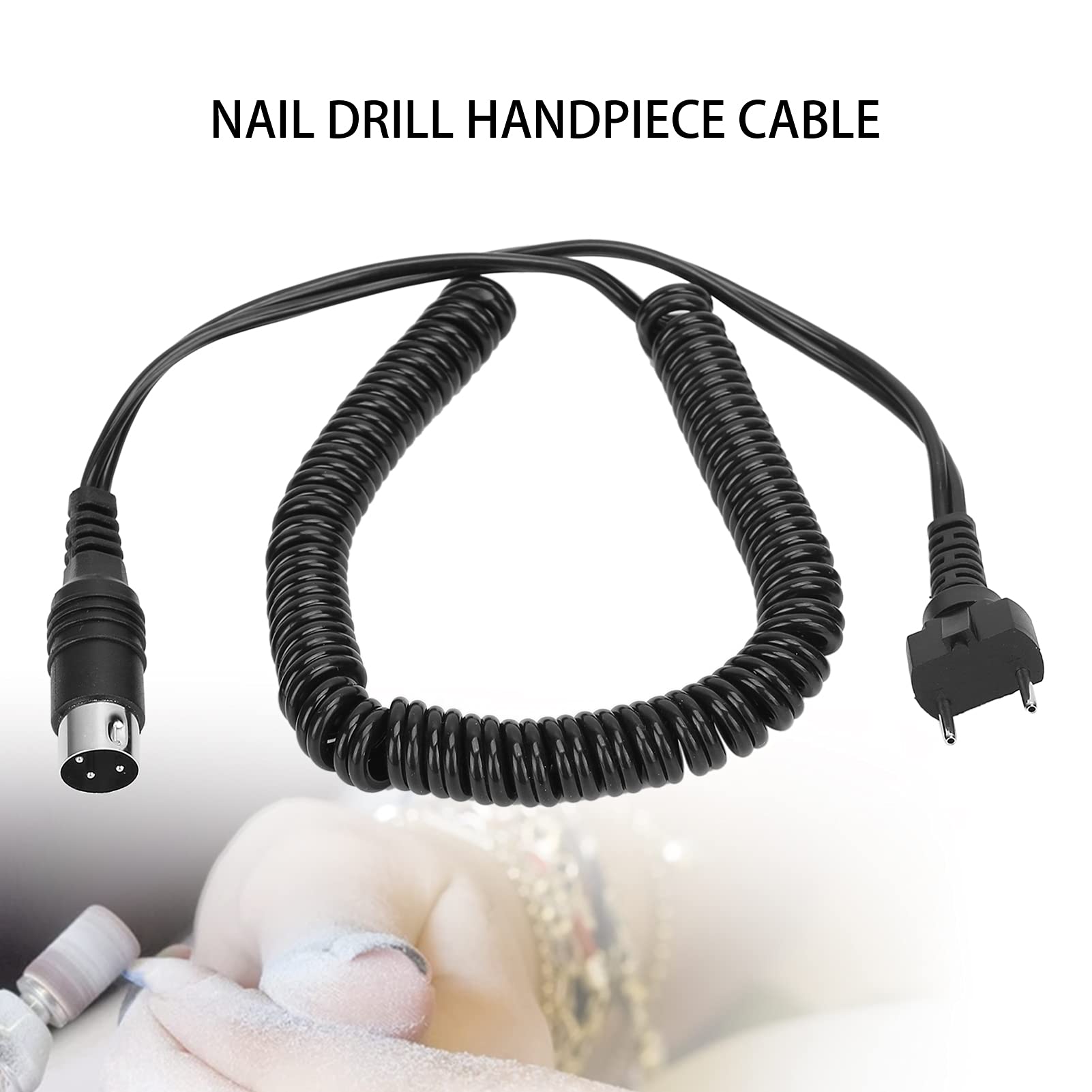 Replacement Nail Drill Handpiece Cord Power Cable for Manicure Pedicure Machine - Black Nail Polishing Tool Accessory | Perfect for Salon Professionals & Home Nail Care