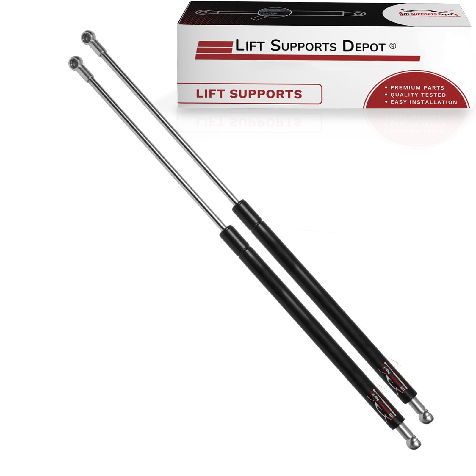 Lift Supports Depot - Pair of 13mm Metal End Lift Supports (28 Inch Extended, 150lbs Capacity) - Heavy Duty Shocks & Struts for Car Hoods, Truck Beds, and Hatchbacks