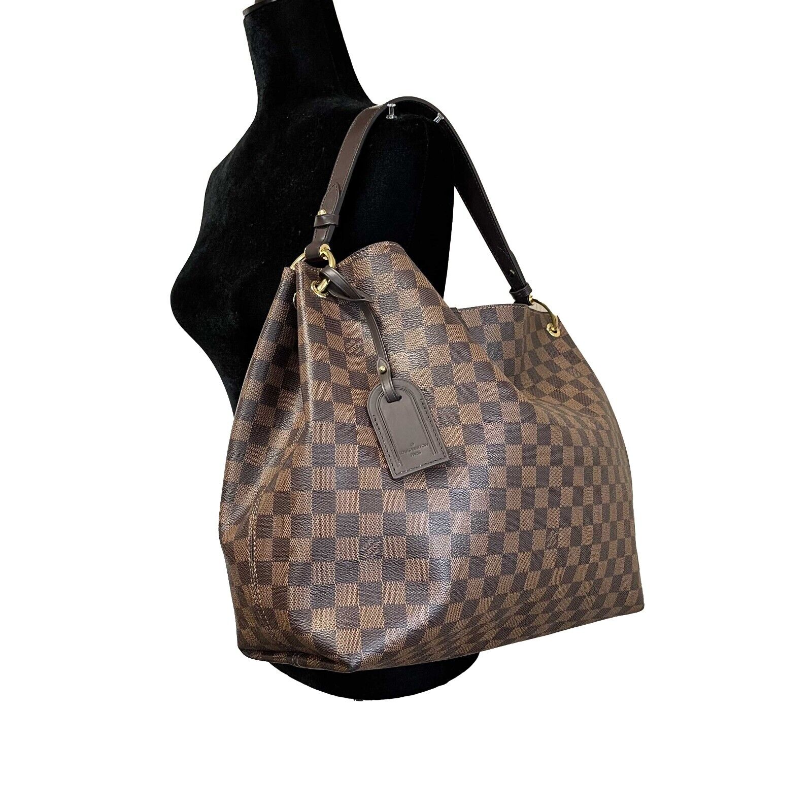 Authentic Louis Vuitton Graceful MM Handbag in Damier Ebene Brown - Luxury Tote Bag for Women, Perfect for Work, Travel & Everyday Use