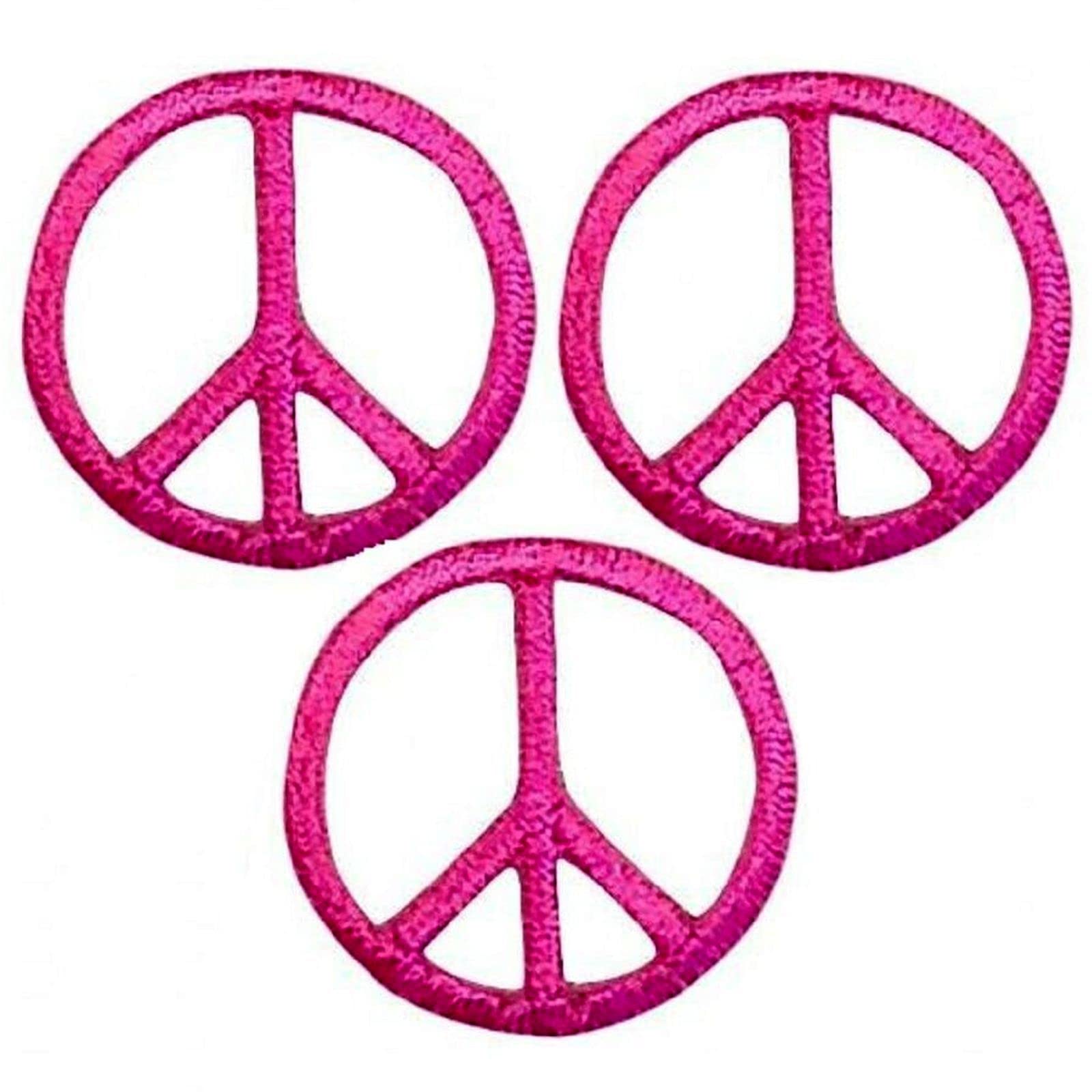 Mini Peace Sign Iron On Patch - Fuchsia Hot Pink 1
