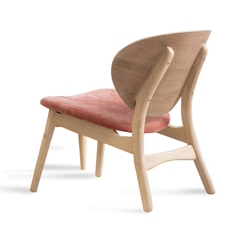 POLARA Modern Lounge Chair - Solid Oak Wood Frame & Salmon Fabric Upholstery - Perfect for Living Room, Bedroom, or Office Relaxation