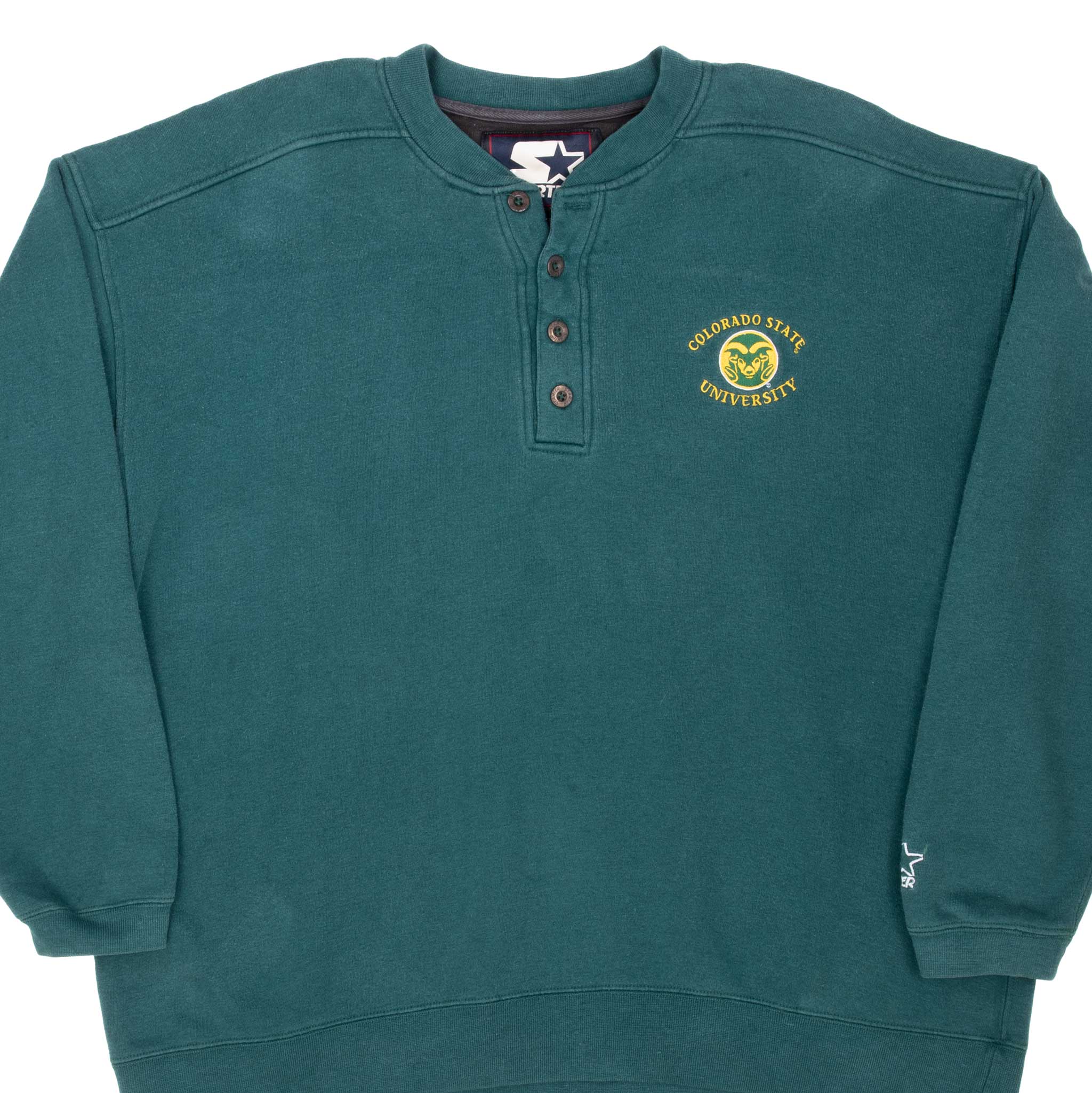 Vintage Colorado State University Henley Green Sweatshirt 1990s XL - Retro College Apparel for Game Day & Casual Wear