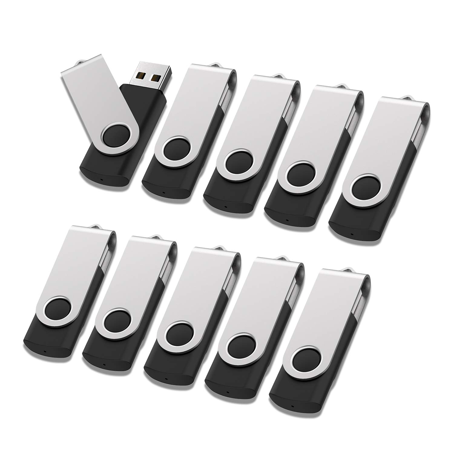 RAOYI 50 Pack 128MB USB 2.0 Flash Drives - Swivel Metal Cap Thumb Drive with LED Indicator, Black | Bulk USB Memory Sticks for Data Storage, File Transfer, Office & School Use