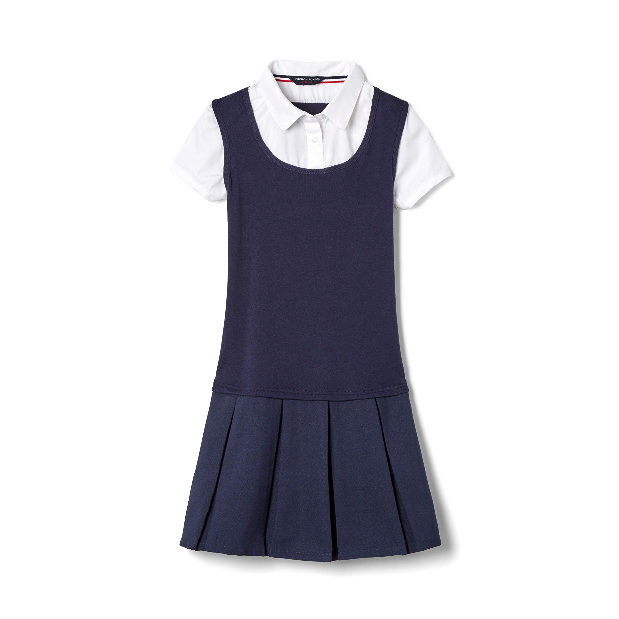 French Toast Little Girls' 2-Fer Pleated Dress - Navy Blue, Size 4 | Cute School Outfit & Special Occasion Dress for Toddlers