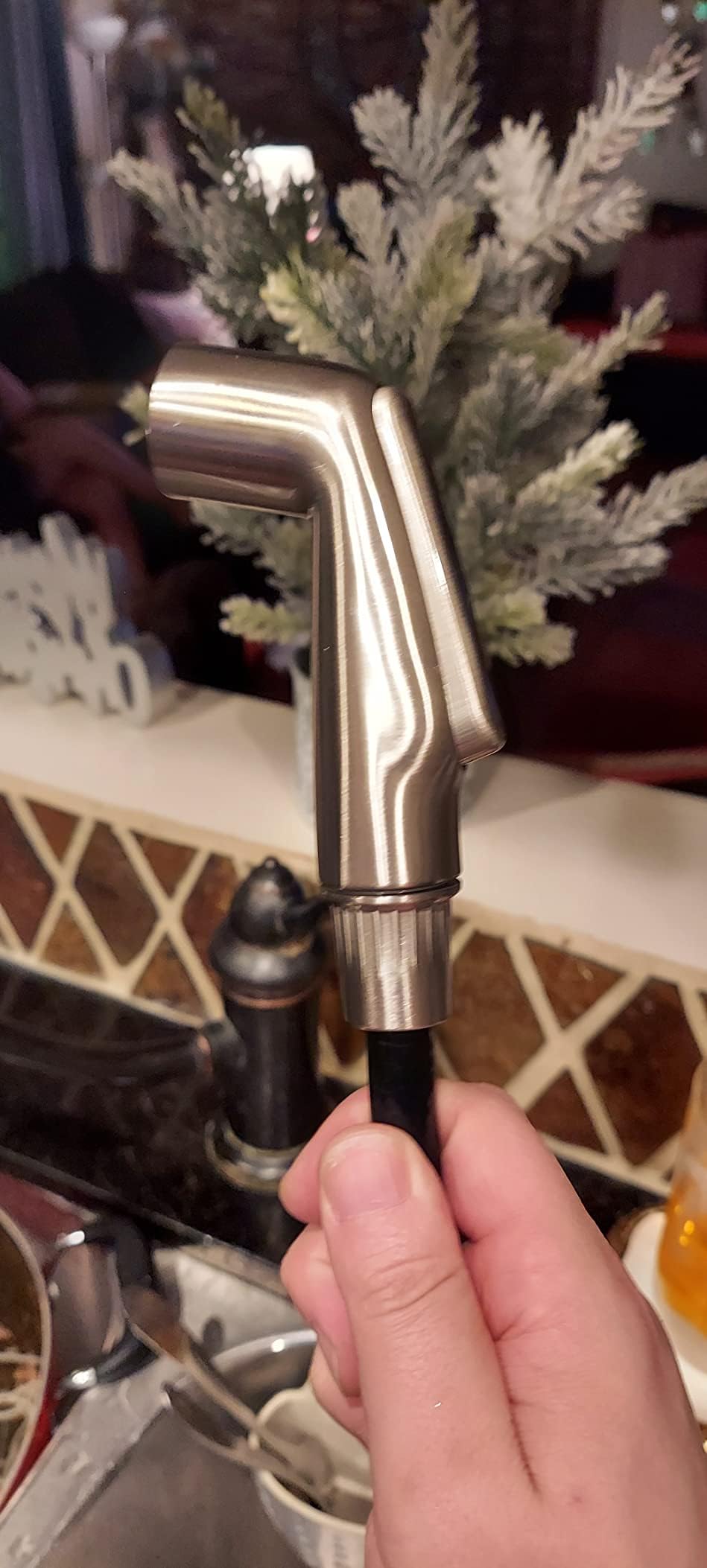 Kitchen Sink Side Spray Head - Brushed Nickel Sink Sprayer Attachment | Pull Out Faucet Sprayer Replacement for Easy Dishwashing & Cleaning