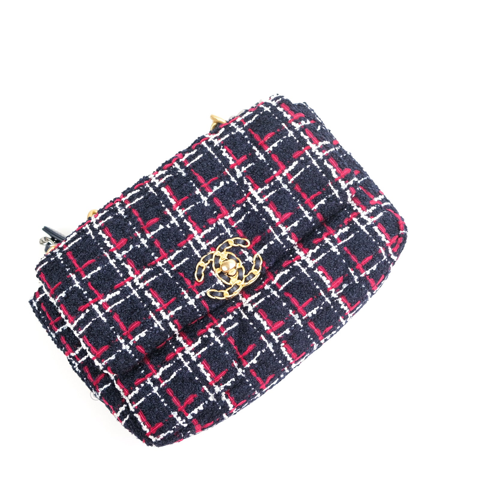 Chanel 19 Small Tweed Handbag in Red & Navy with Mixed Hardware - Luxury Crossbody Bag for Women, Perfect for Parties & Evening Events