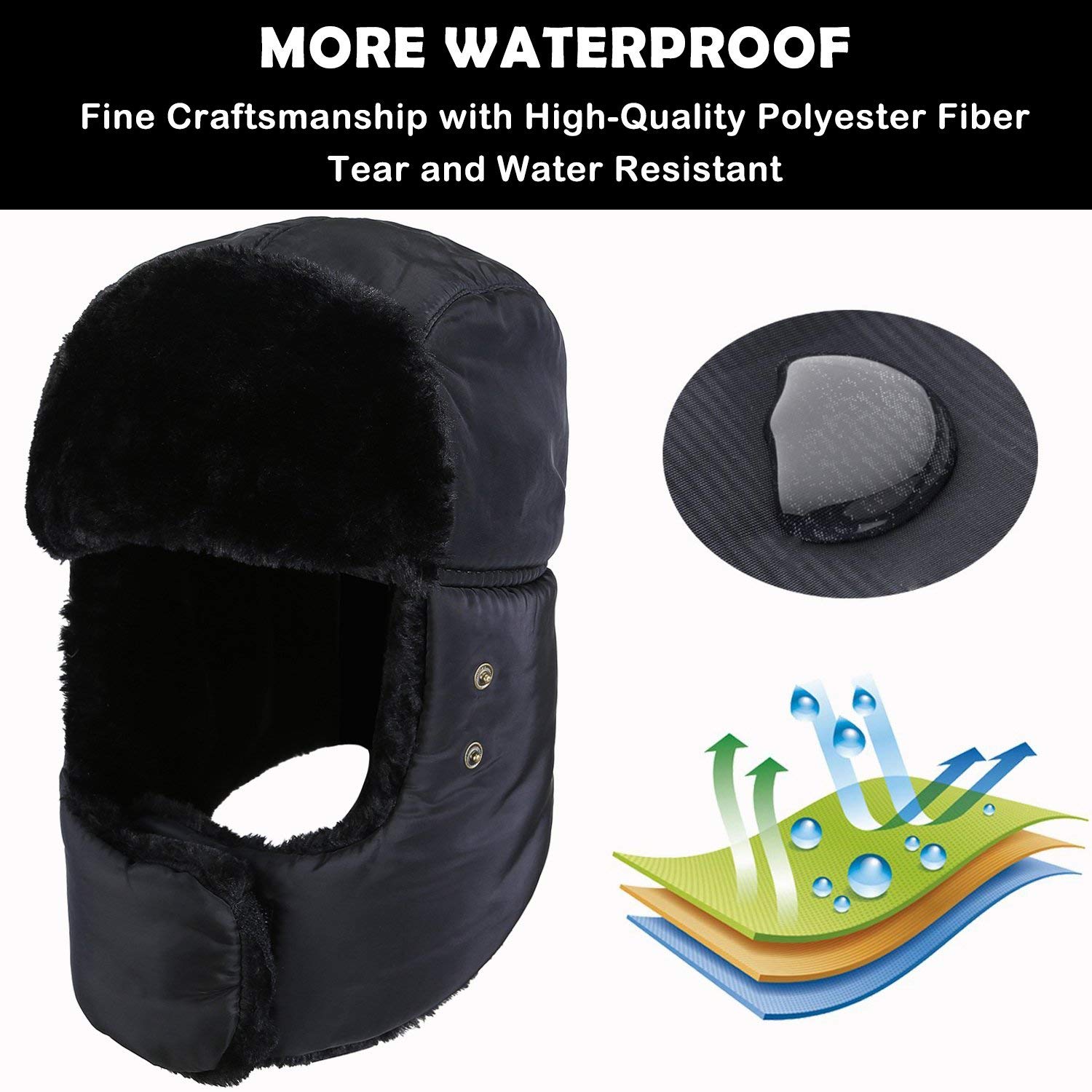HIVER Tropper Hat Balaclavas - Thick Fleece Full Face Cover for Winter, Skiing & Outdoor Activities - Windproof Dust Mask with Ear Flaps for Cold Weather Protection - Perfect for Skiing, Snowboarding, Hiking and Winter Sports