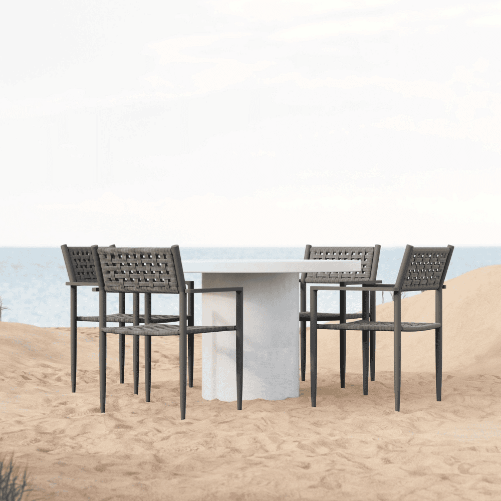Big Sur Round Outdoor Dining Table - Weather-Resistant Patio Table for Backyard, Garden, and Poolside Gatherings - Perfect for Al Fresco Dining and Entertaining