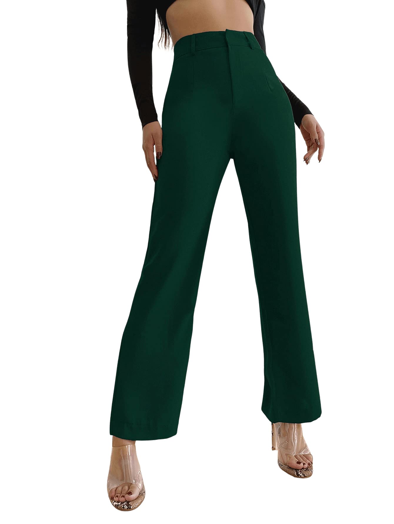SweatyRocks Women's High Waist Solid Color Dress Pants - Professional Office Work Trousers for Business Casual & Formal Wear