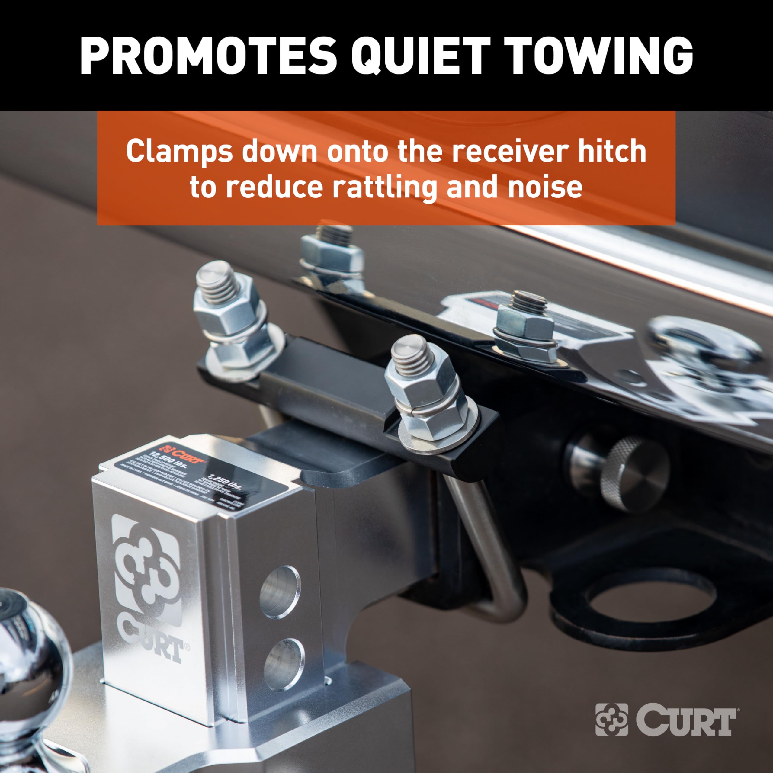 CURT Anti-Rattle Hitch Clamp Tightener for 2-Inch Receiver - Compatible with Hollow or Solid Shanks, Stainless Steel Construction (Model 45367) - Secure Towing for Trucks, Trailers & RVs