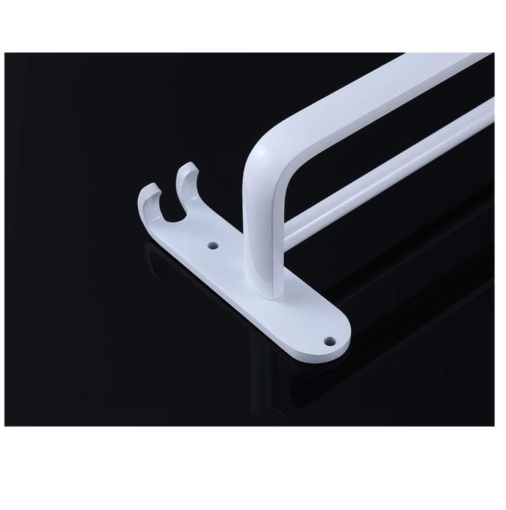 Premium Aluminum Wall-Mounted Double Rod Towel Rack with Hooks - 40cm White Bathroom & Kitchen Organizer for Towels, Robes & Accessories - Perfect for Homes, Hotels & Spa Spaces