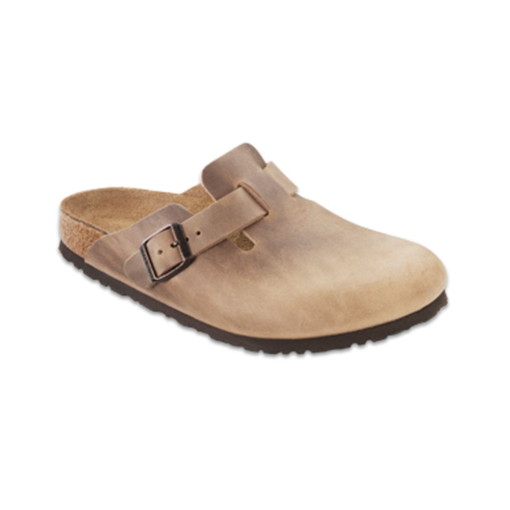 Birkenstock Women's Boston Soft Footbed Clogs - Iron Oil Leather Narrow Fit (EU 36) | Comfortable Slip-On Shoes for Home, Office & Casual Wear