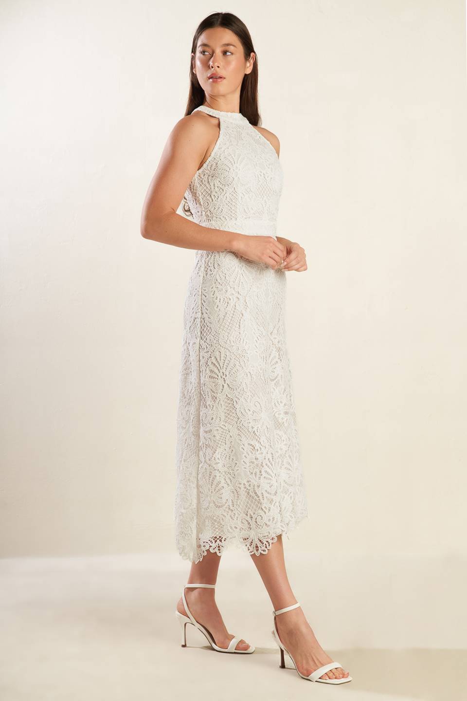 Elegant Woven Lace Midi Dress for Women - Boho Chic Dreamcatcher Design - Perfect for Summer Weddings & Beach Vacations